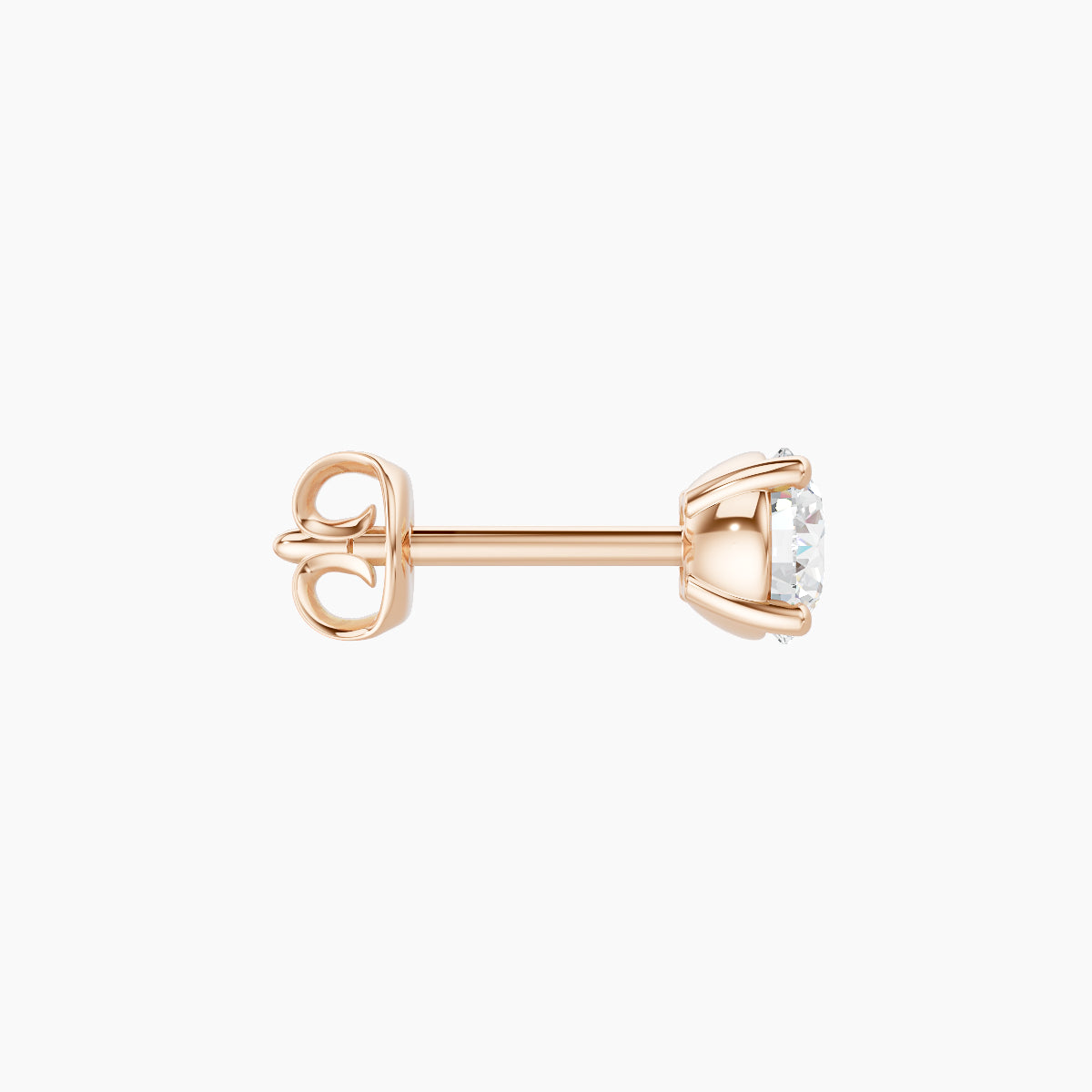 Nut | 18k Rose Gold 3.8 mm Round Diamond Earring