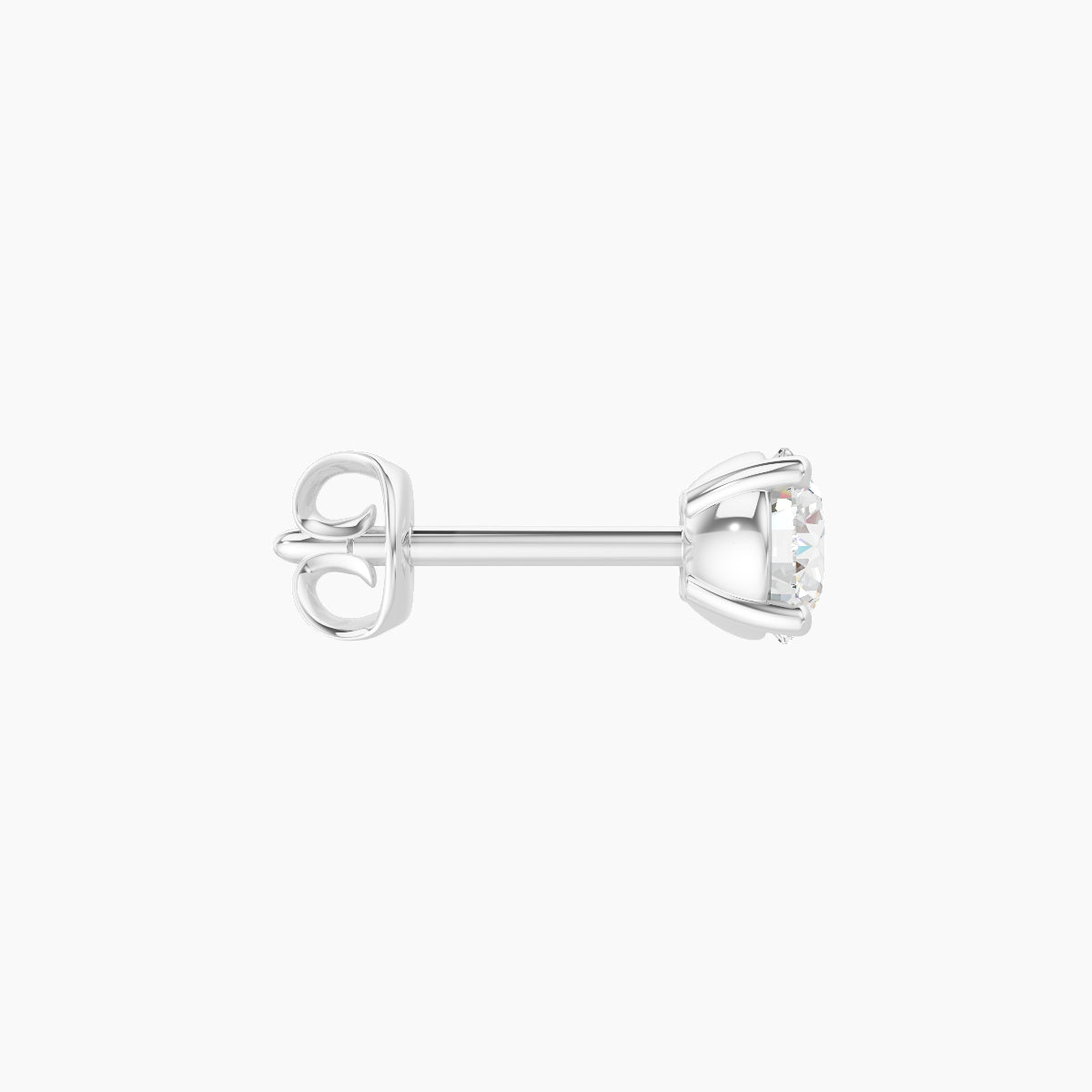Nut | 18k White Gold 3.8 mm Round Diamond Earring