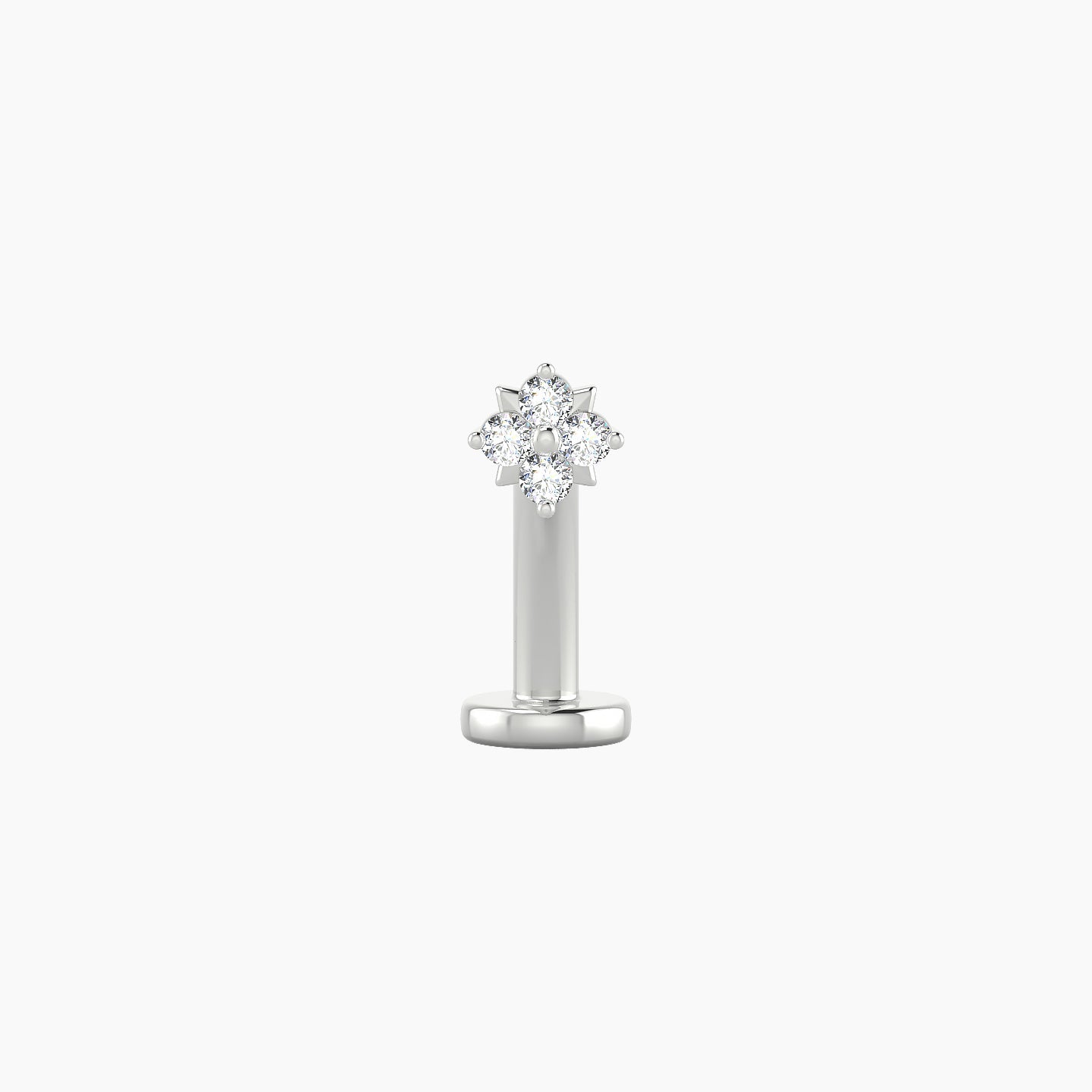 Nymph | 18k White Gold 4 mm 10 mm Flower Diamond Floating Navel Piercing