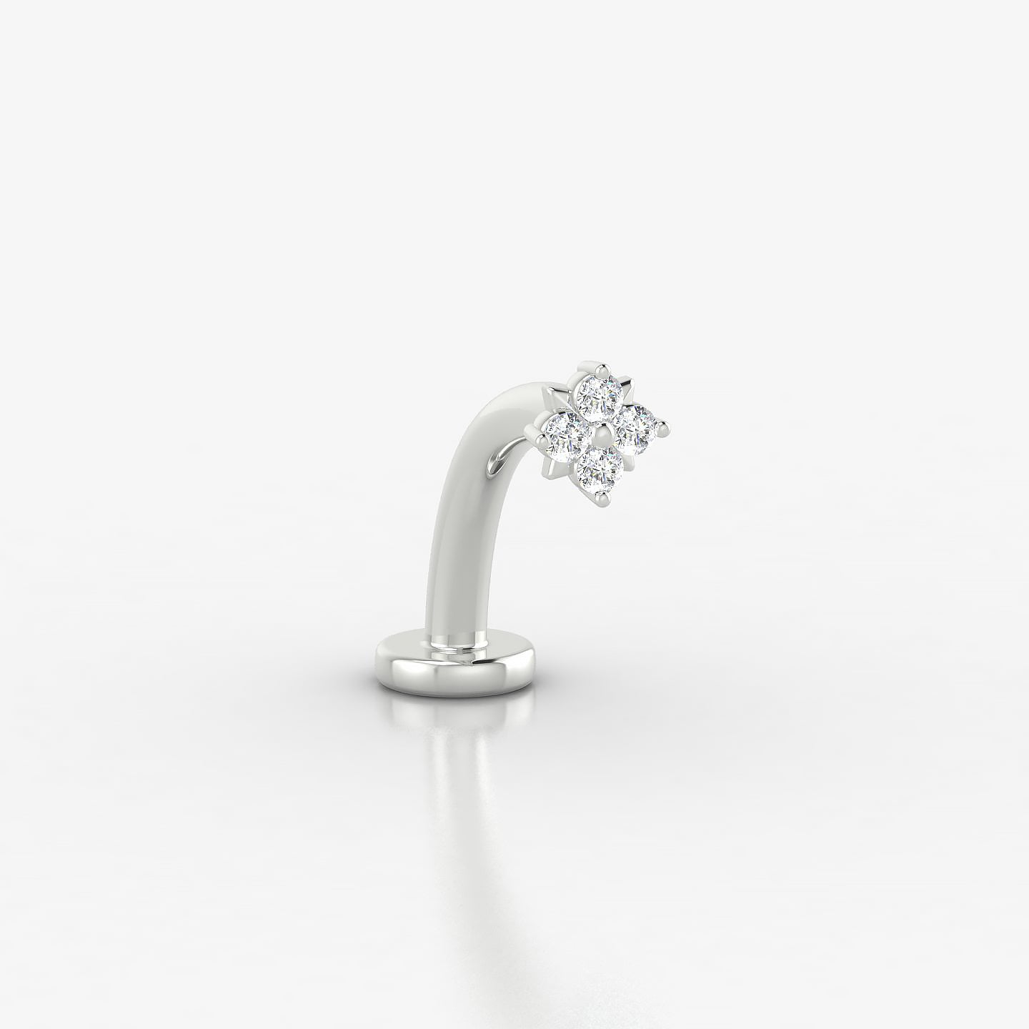 Nymph | 18k White Gold 4 mm 10 mm Flower Diamond Floating Navel Piercing