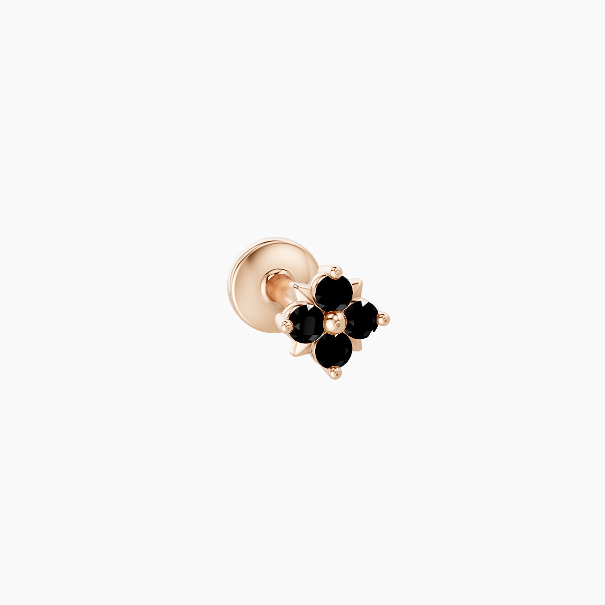 Nymph | 18k Rose Gold 5 mm 4 mm Flower Black Diamond Nose Piercing