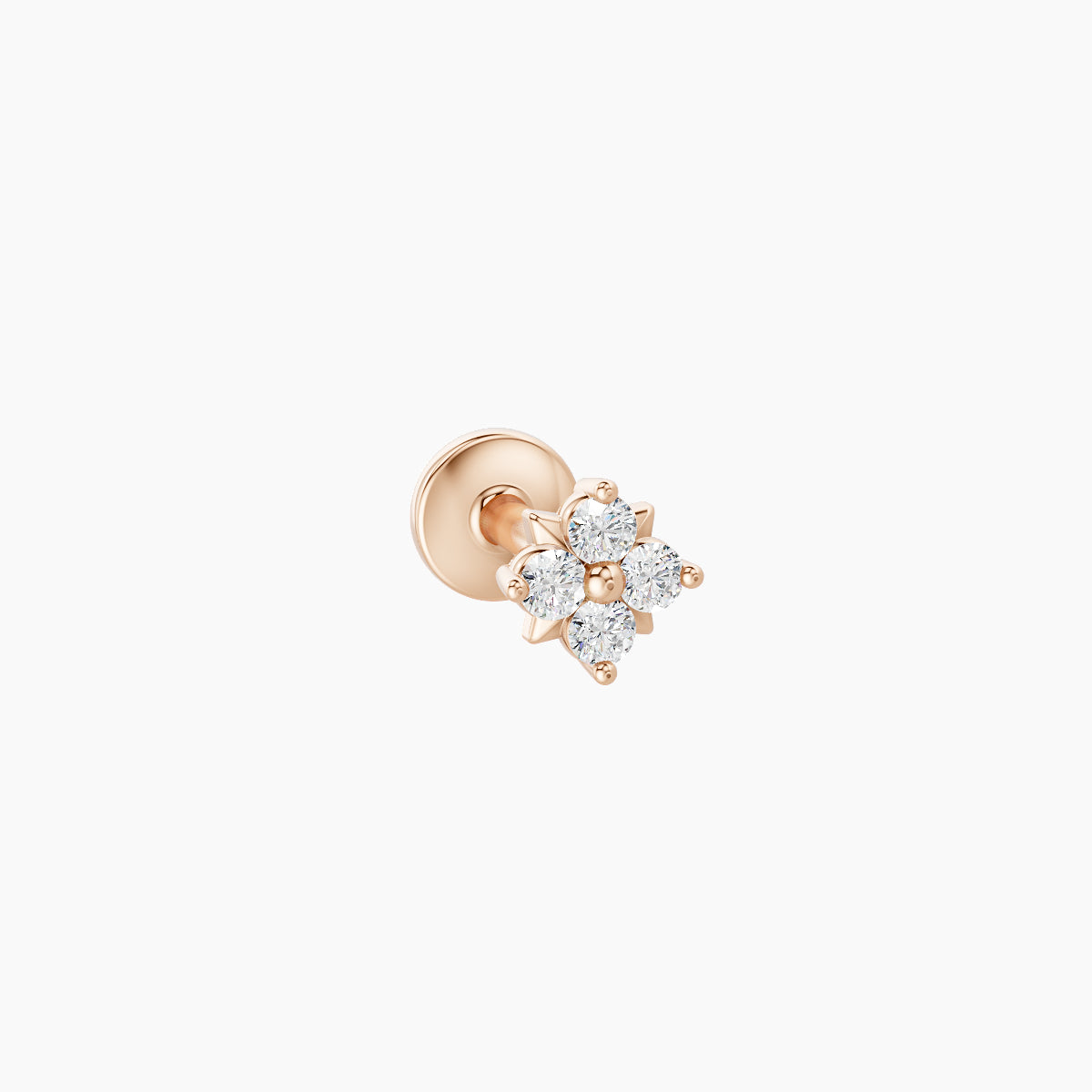 Nymph | 18k Rose Gold 4 mm 5 mm Flower Diamond Nose Piercing