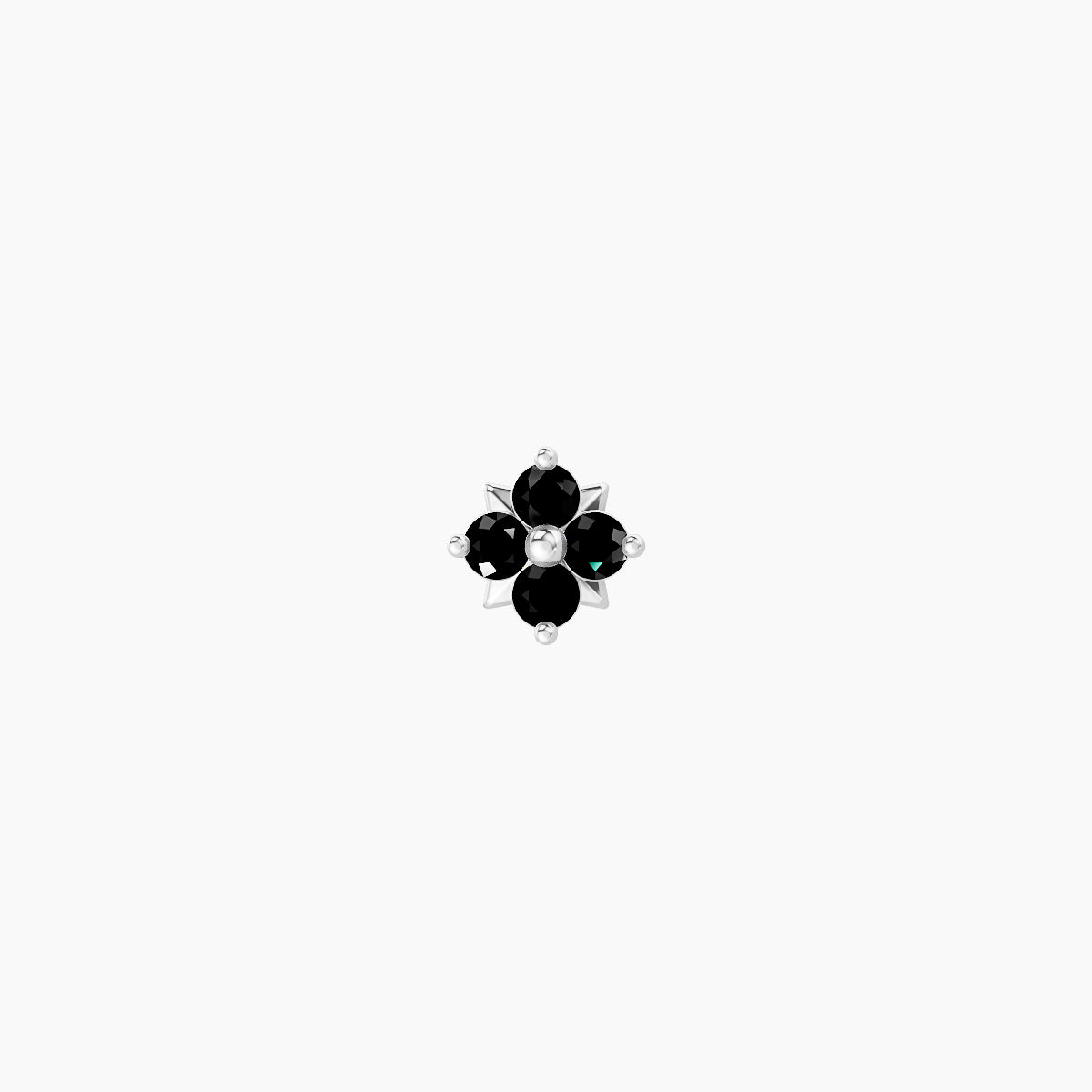 Nymph | 18k White Gold 5 mm 4 mm Flower Black Diamond Nose Piercing