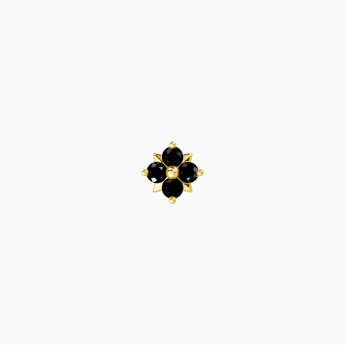 Nymph | 18k Yellow Gold 5 mm 4 mm Flower Black Diamond Nose Piercing