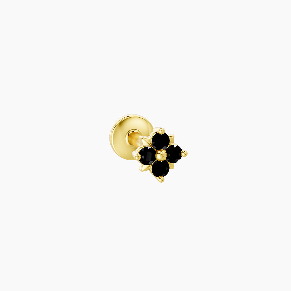 Nymph | 18k Yellow Gold 5 mm 4 mm Flower Black Diamond Nose Piercing