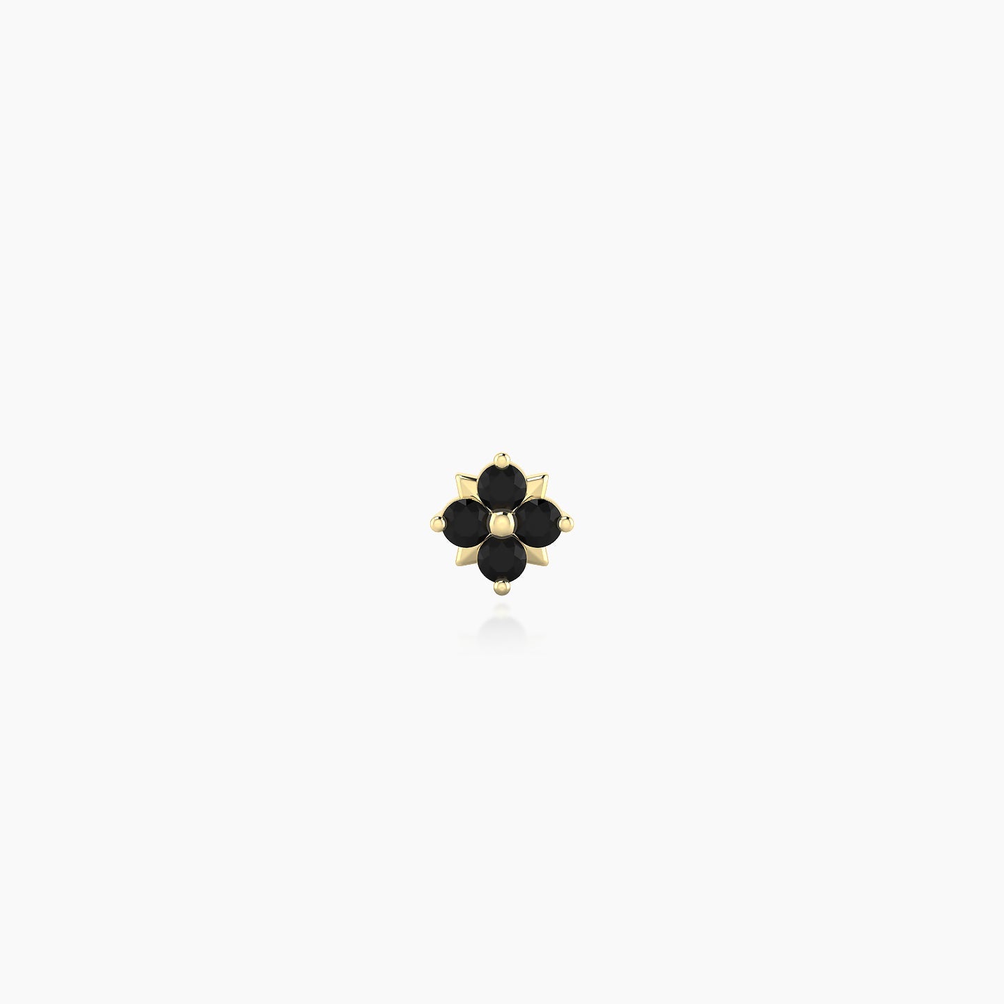 Nymph | 18k Yellow Gold 5 mm 4 mm Flower Black Diamond Nostril Piercing