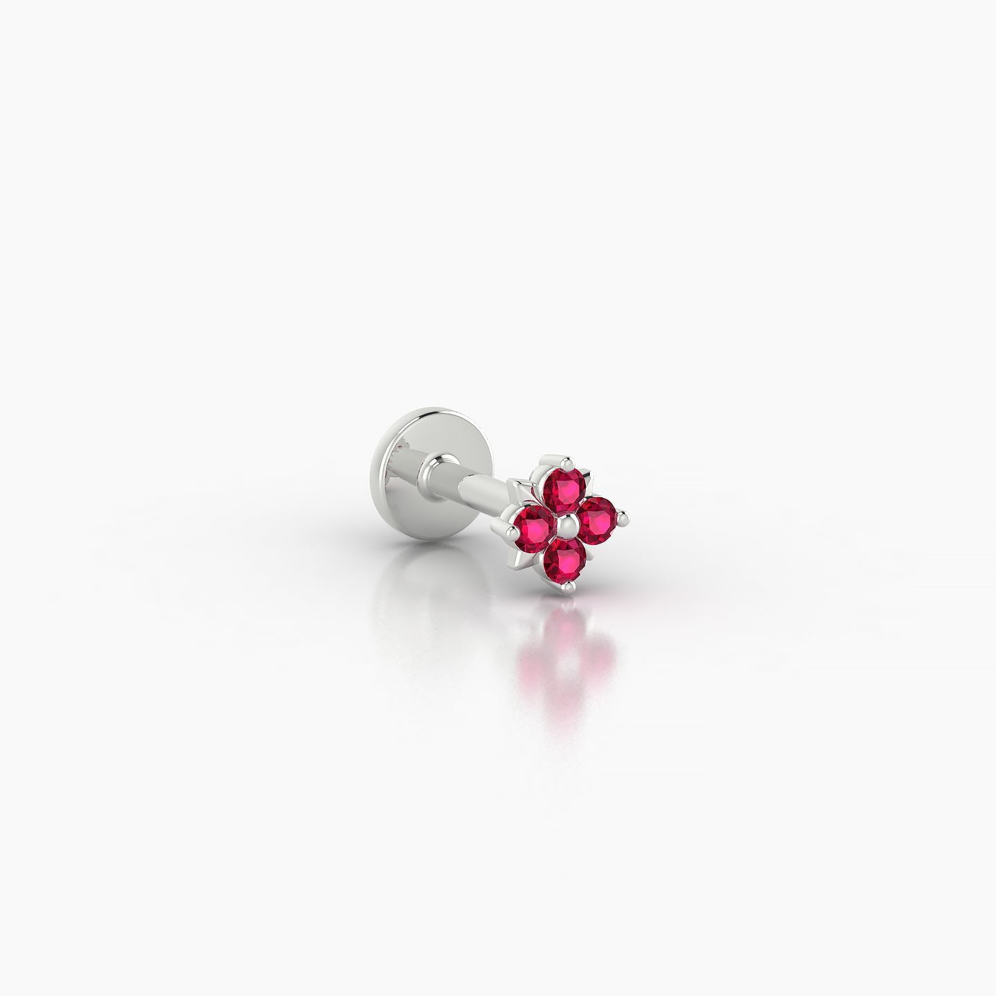 Nymph | 18k White Gold 5 mm 4 mm Flower Ruby Nostril Piercing