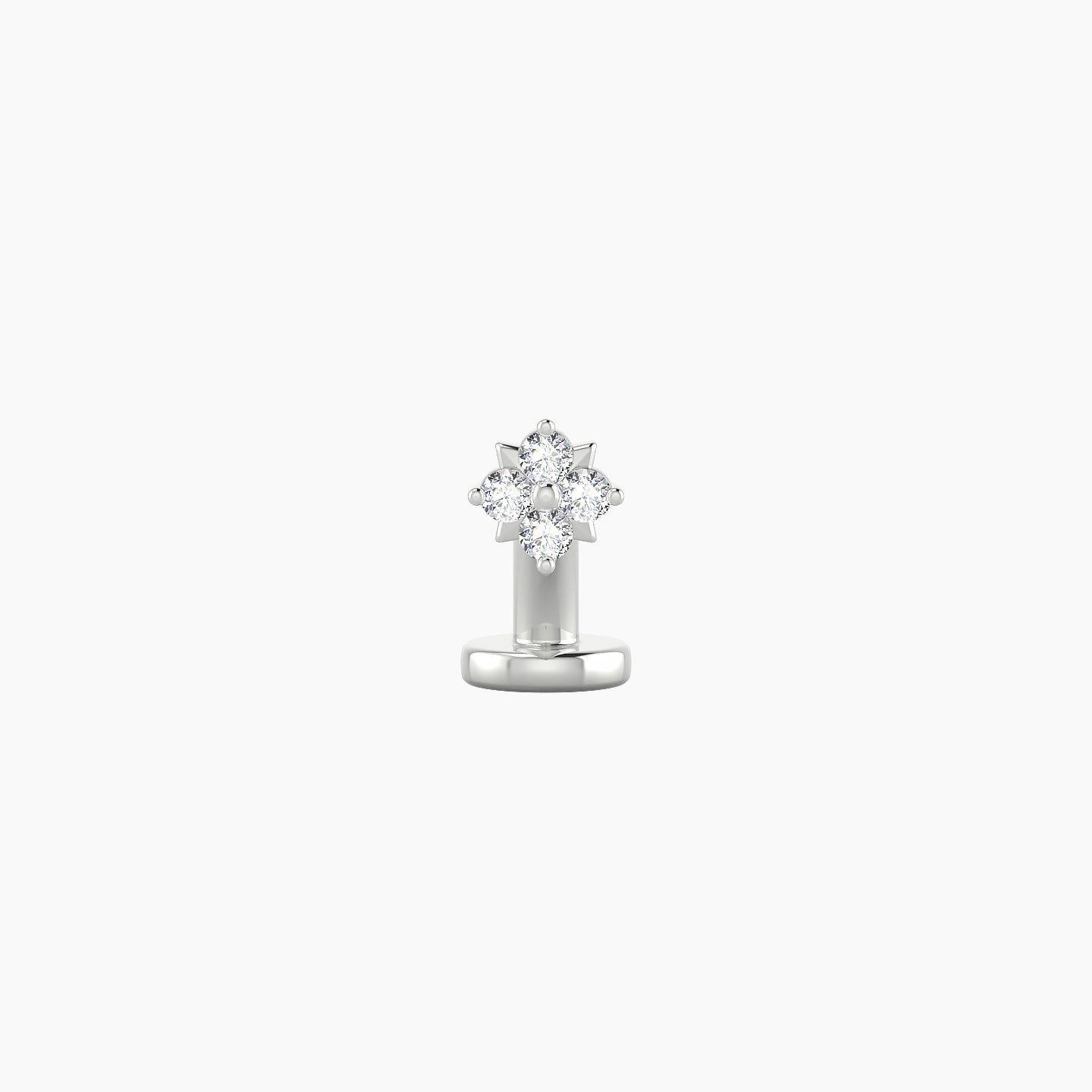 Nymph | 18k White Gold 4 mm 6 mm Flower Diamond Floating Navel Piercing