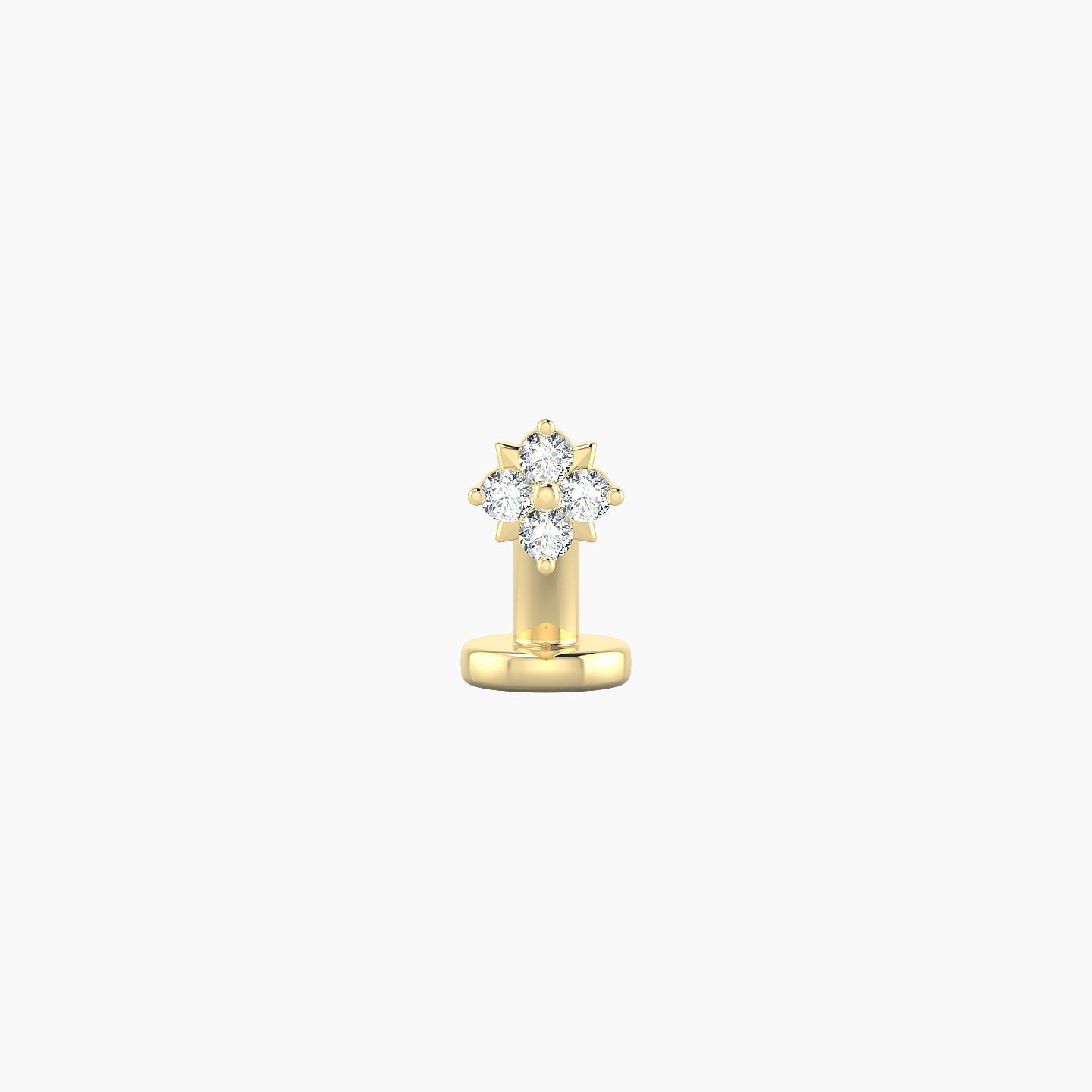 Nymph | 18k Yellow Gold 4 mm 6 mm Flower Diamond Floating Navel Piercing