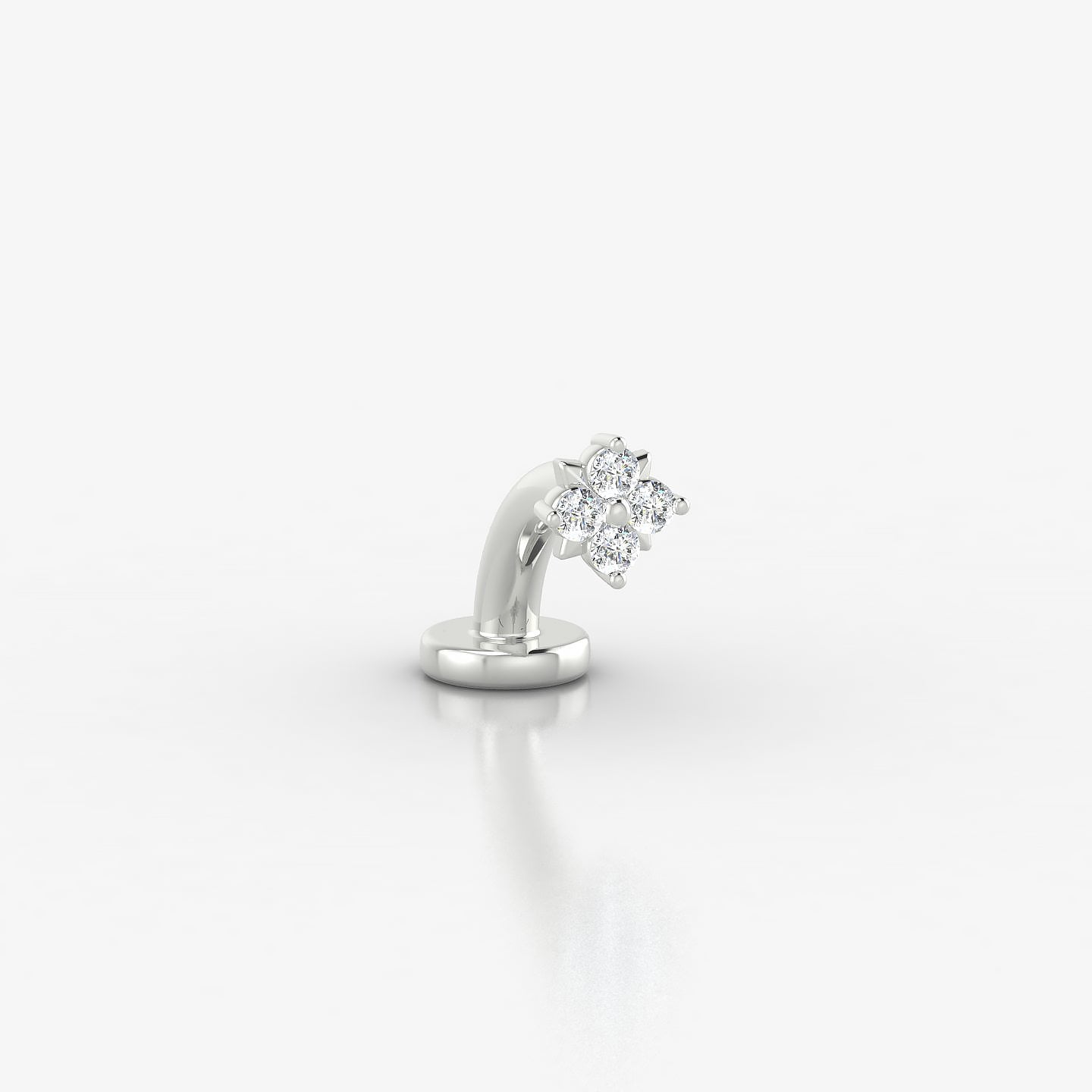 Nymph | 18k White Gold 4 mm 6 mm Flower Diamond Floating Navel Piercing