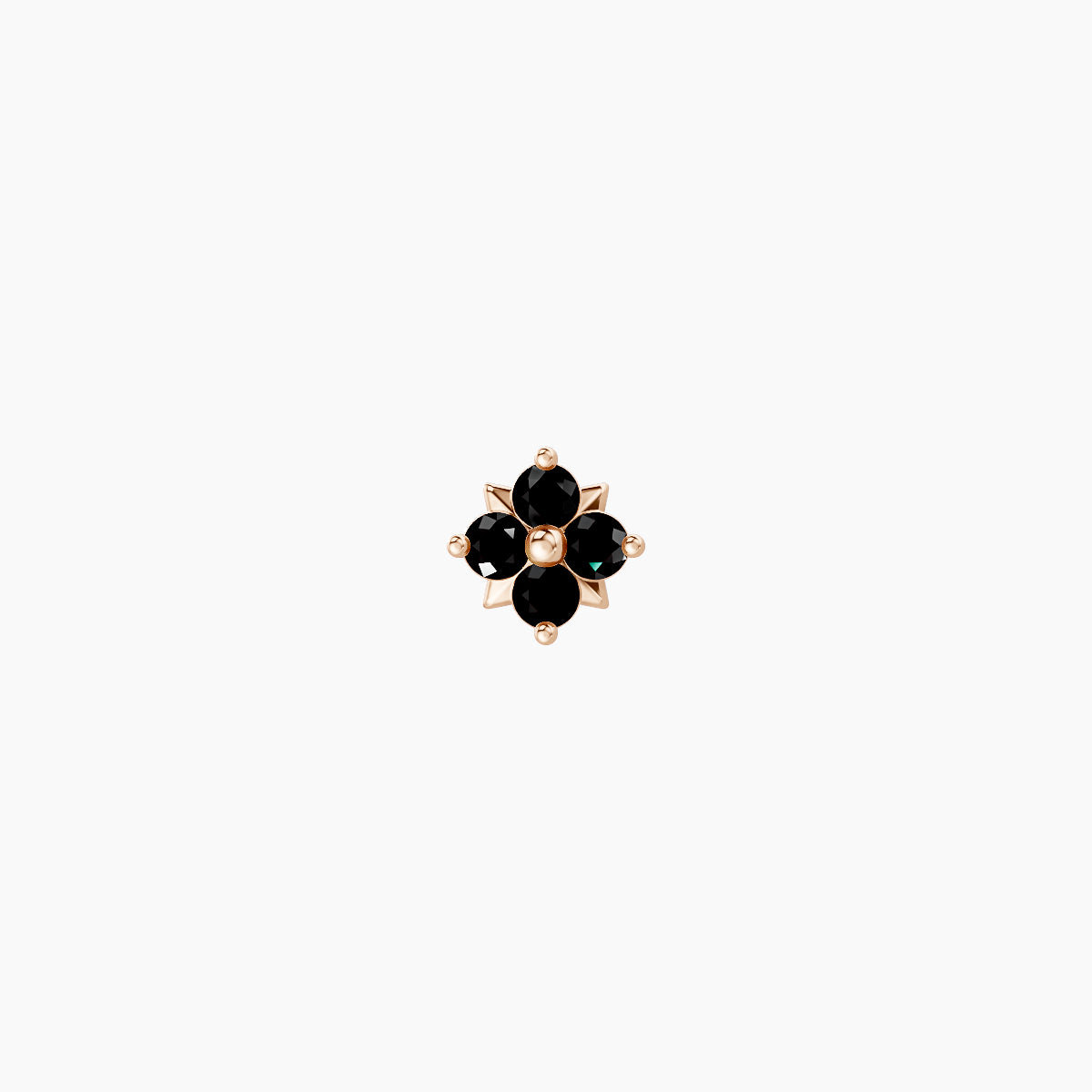 Nymph | 18k Rose Gold 6.5 mm 4 mm Flower Black Diamond Nose Piercing