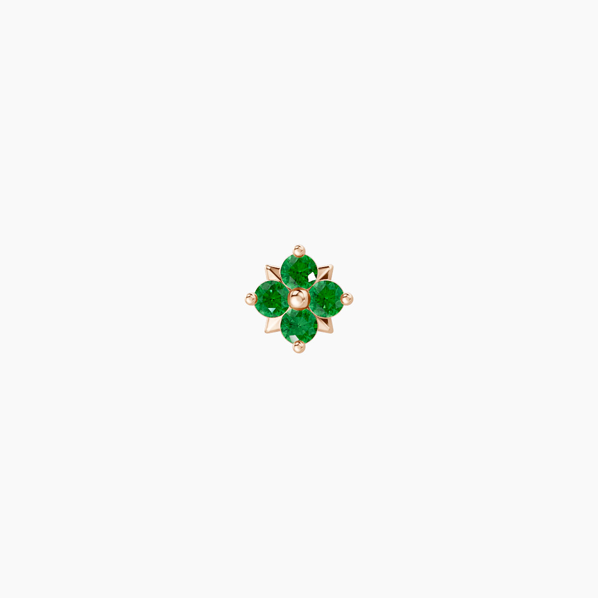 Nymph | 18k Rose Gold 6.5 mm 4 mm Flower Emerald Nose Piercing
