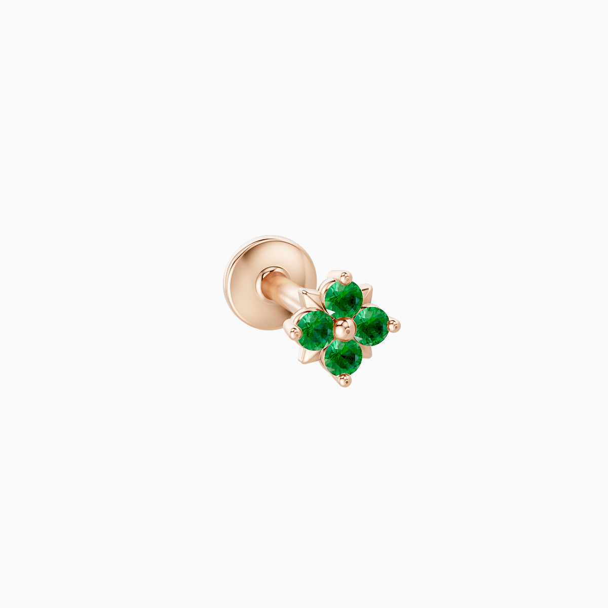 Nymph | 18k Rose Gold 6.5 mm 4 mm Flower Emerald Nose Piercing