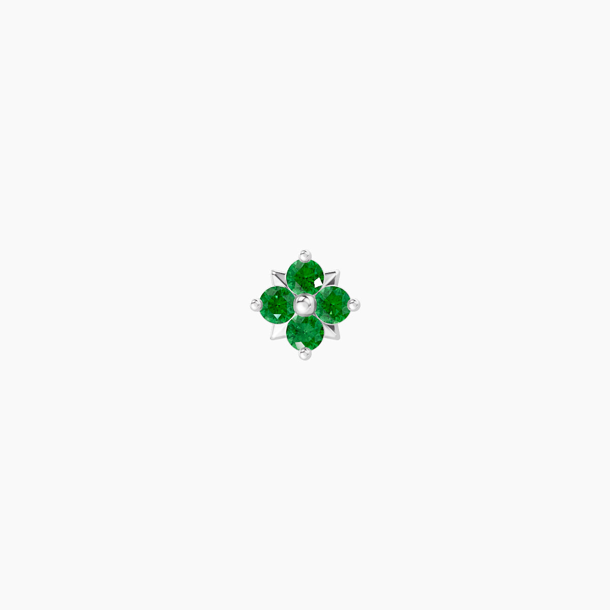 Nymph | 18k White Gold 6.5 mm 4 mm Flower Emerald Nose Piercing