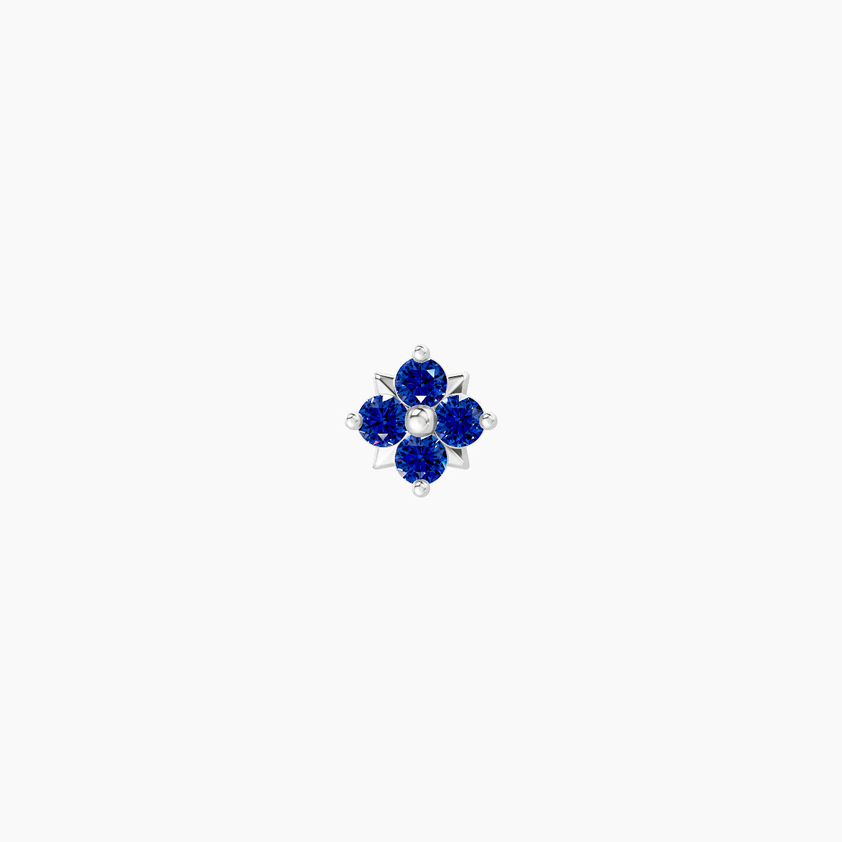 Nymph | 18k White Gold 6.5 mm 4 mm Flower Sapphire Nose Piercing
