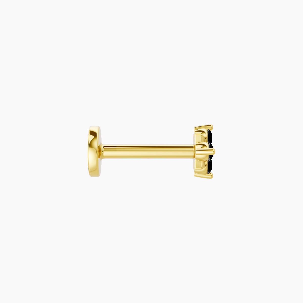 Nymph | 18k Yellow Gold 6.5 mm 4 mm Flower Black Diamond Nose Piercing