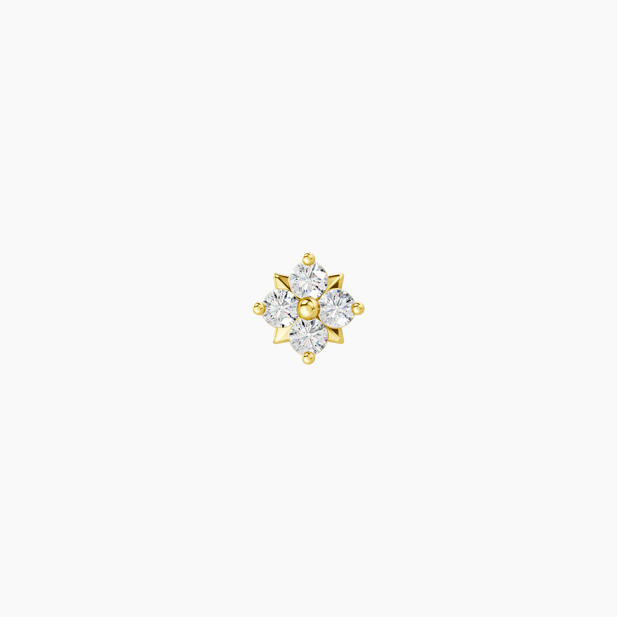 Nymph | 18k Yellow Gold 4 mm 6.5 mm Flower Diamond Nose Piercing