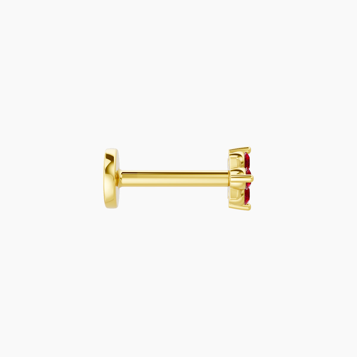 Nymph | 18k Yellow Gold 6.5 mm 4 mm Flower Ruby Nose Piercing