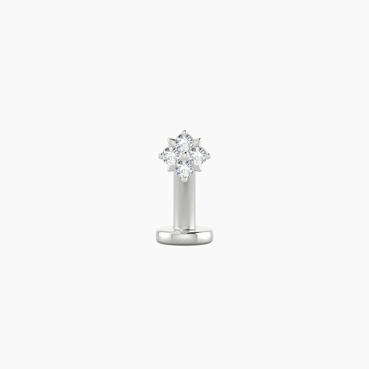 Nymph | 18k White Gold 4 mm 8 mm Flower Diamond Floating Navel Piercing