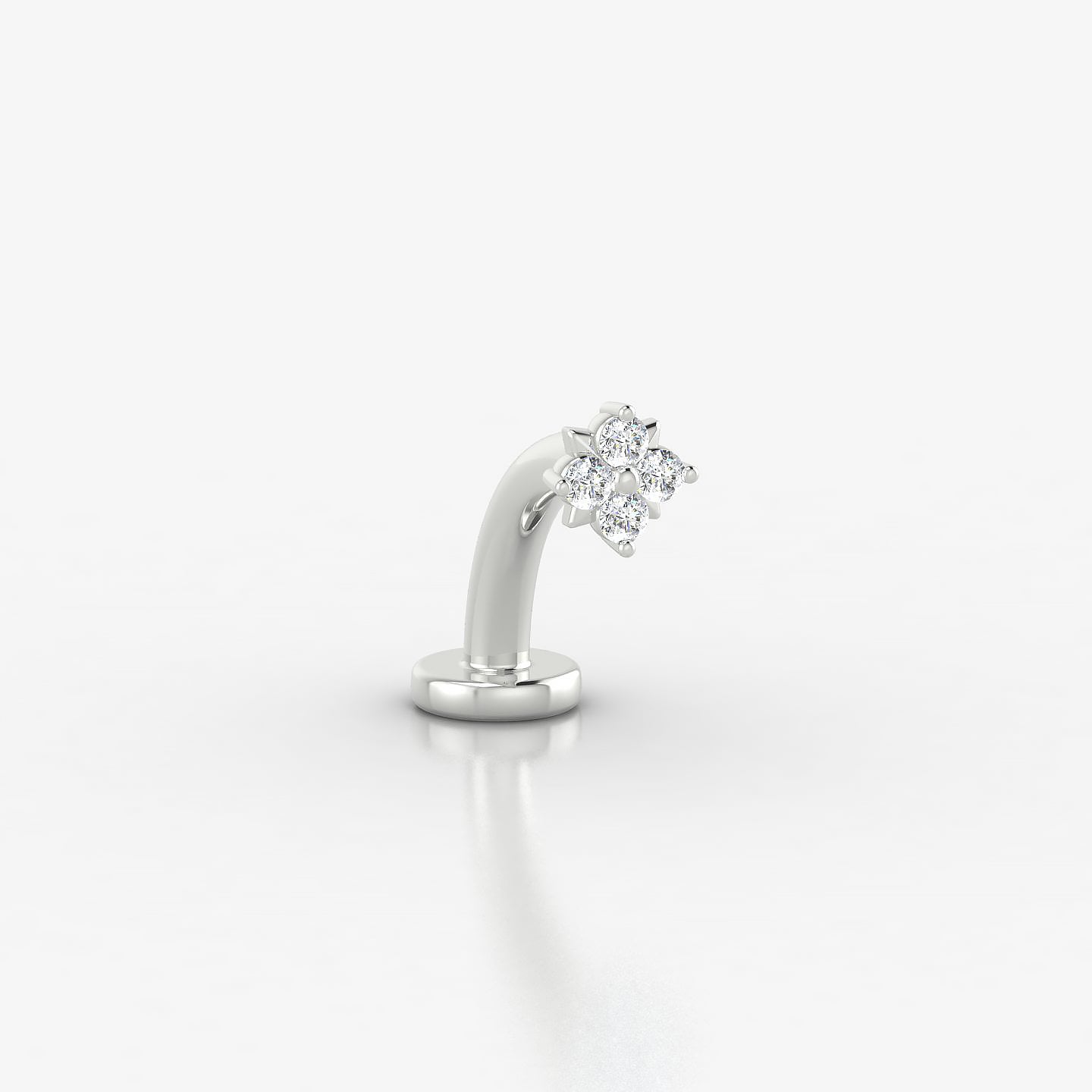 Nymph | 18k White Gold 4 mm 8 mm Flower Diamond Floating Navel Piercing