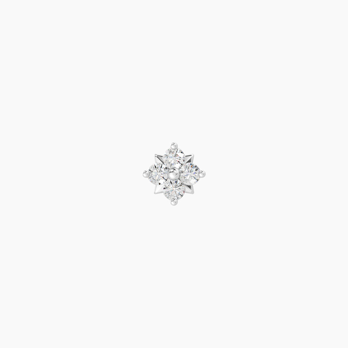 Nymph | 18k White Gold 4 mm 8 mm Flower Diamond Nose Piercing