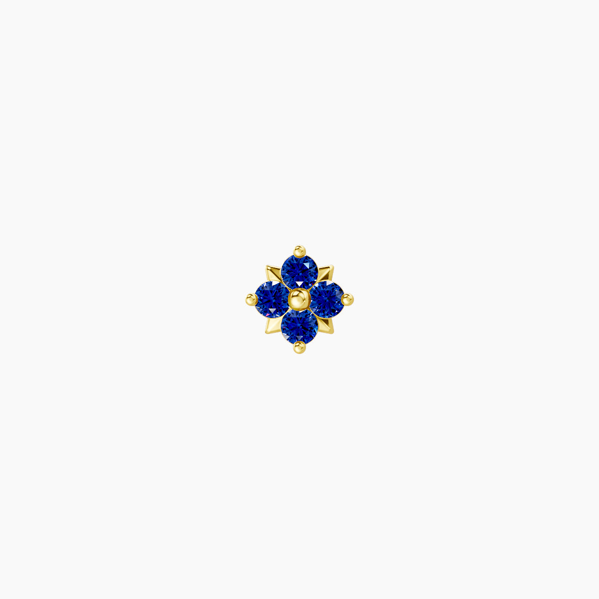 Nymph | 18k Yellow Gold 8 mm 4 mm Flower Sapphire Nose Piercing