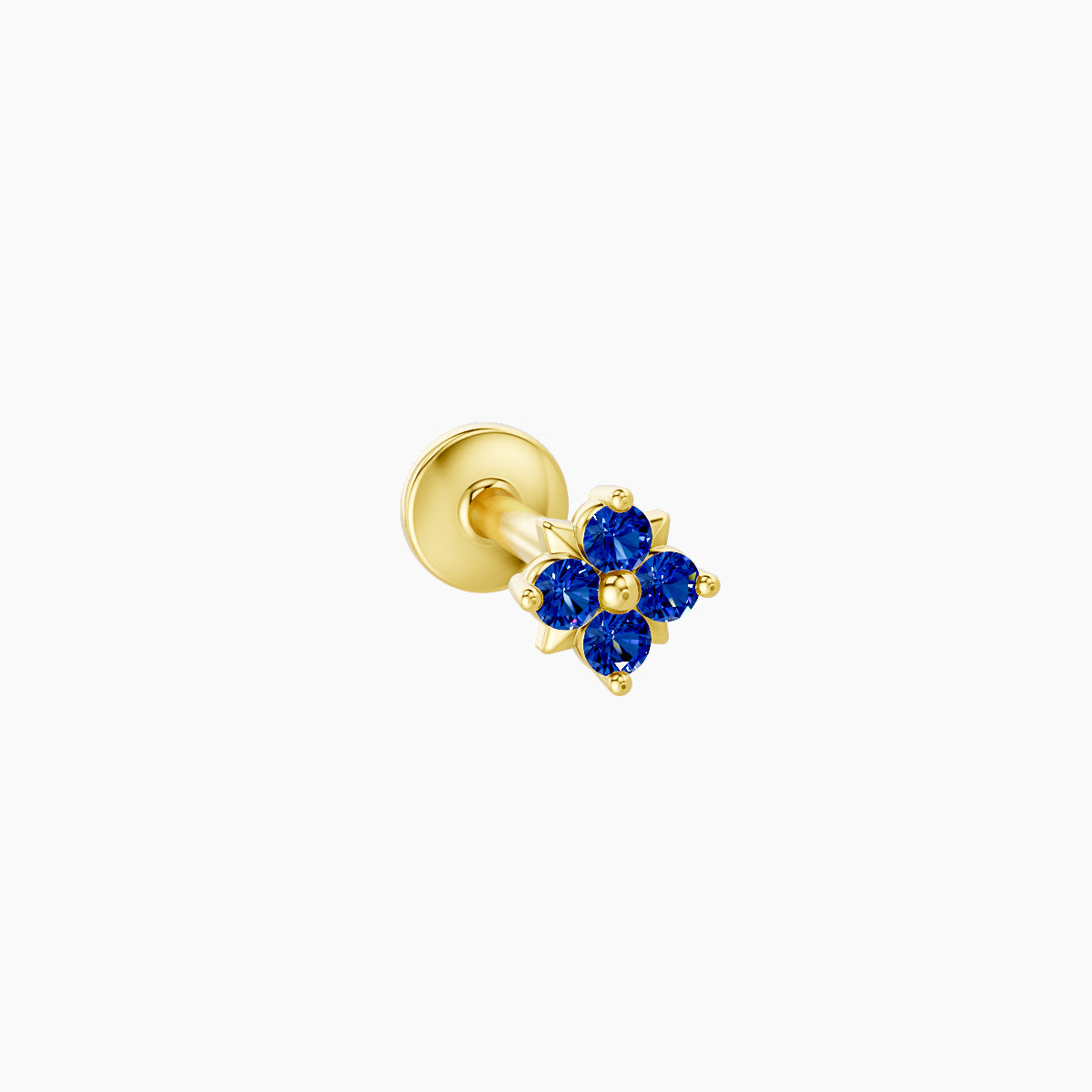 Nymph | 18k Yellow Gold 8 mm 4 mm Flower Sapphire Nose Piercing