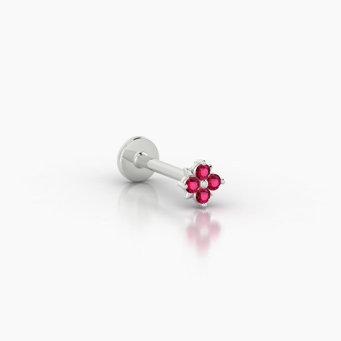 Nymph | 18k White Gold 8 mm 4 mm Flower Ruby Nostril Piercing