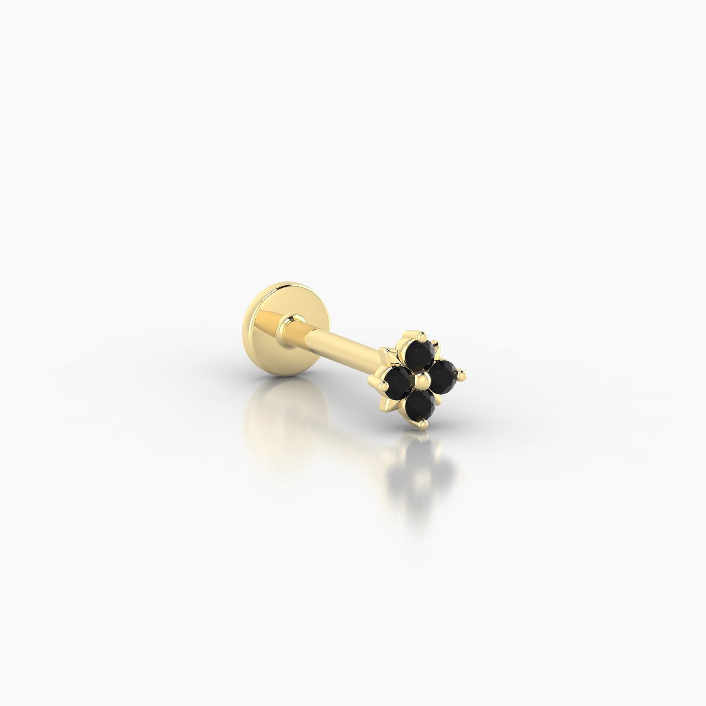 Nymph | 18k Yellow Gold 8 mm 4 mm Flower Black Diamond Nostril Piercing