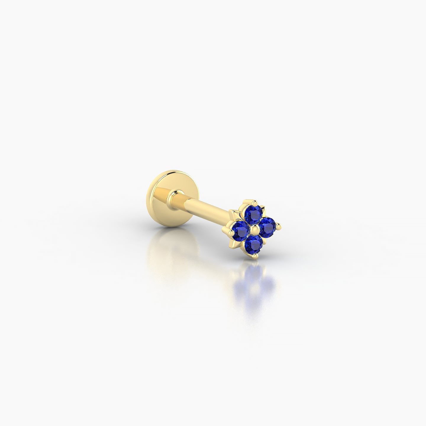 Nymph | 18k Yellow Gold 8 mm 4 mm Flower Sapphire Nostril Piercing