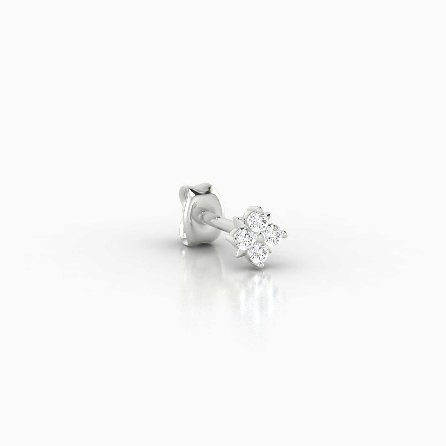 Nymph | 18k White Gold 4 mm Flower Diamond Earring