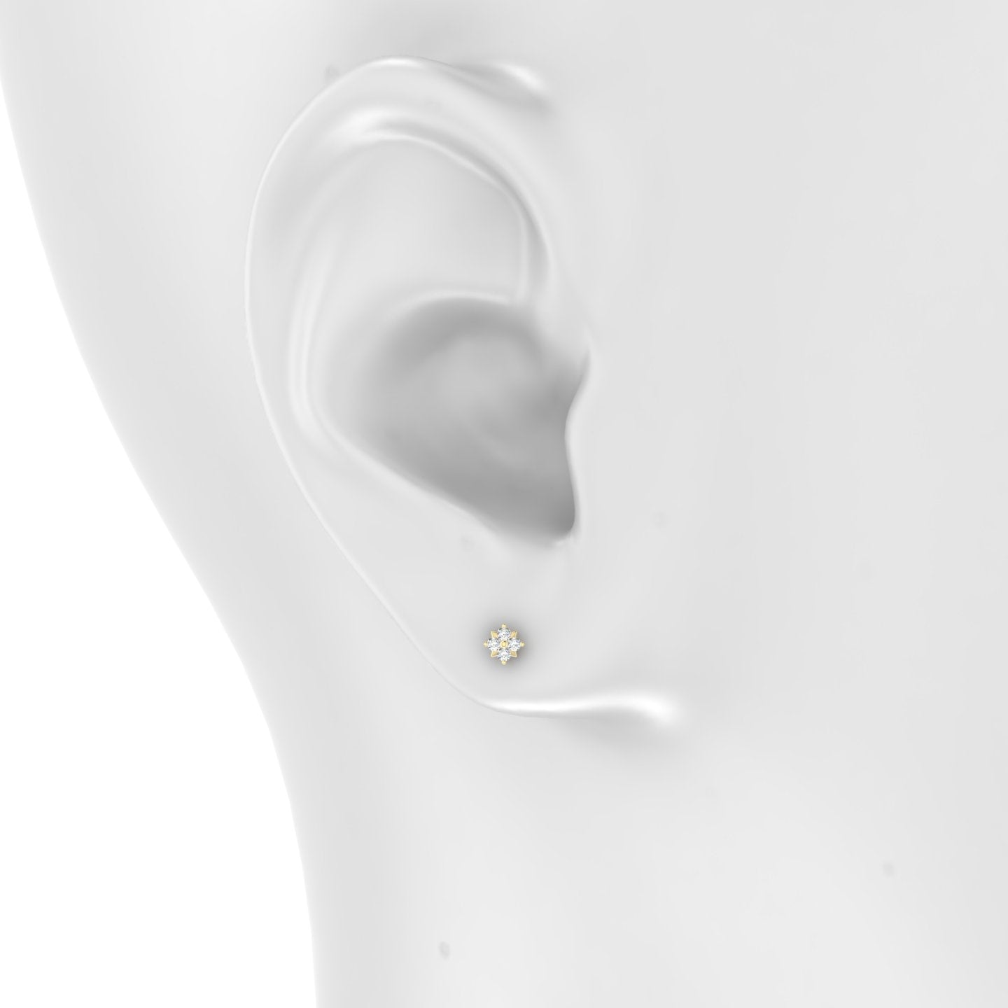 Nymph | 18k Yellow Gold 4 mm Flower Diamond Earring