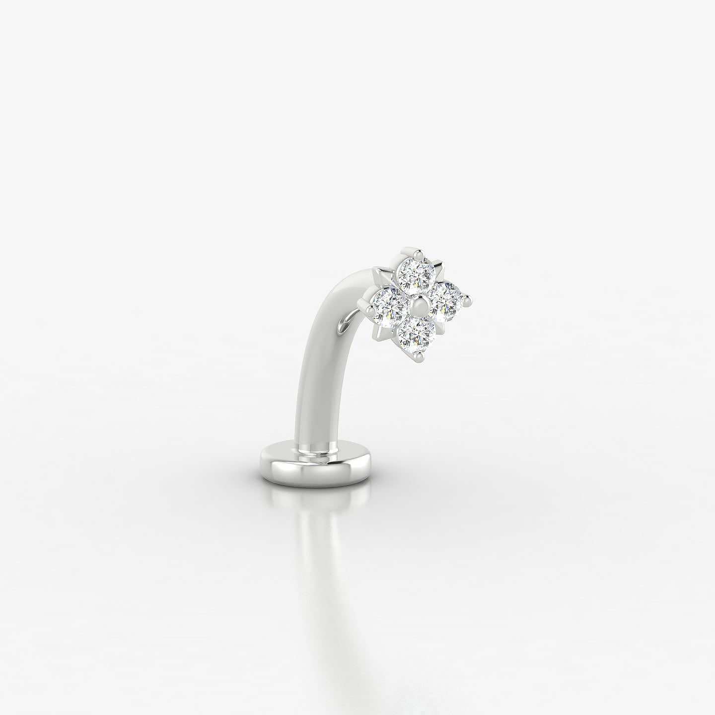 Nymph | 18k White Gold 4.5 mm 10 mm Flower Diamond Floating Navel Piercing