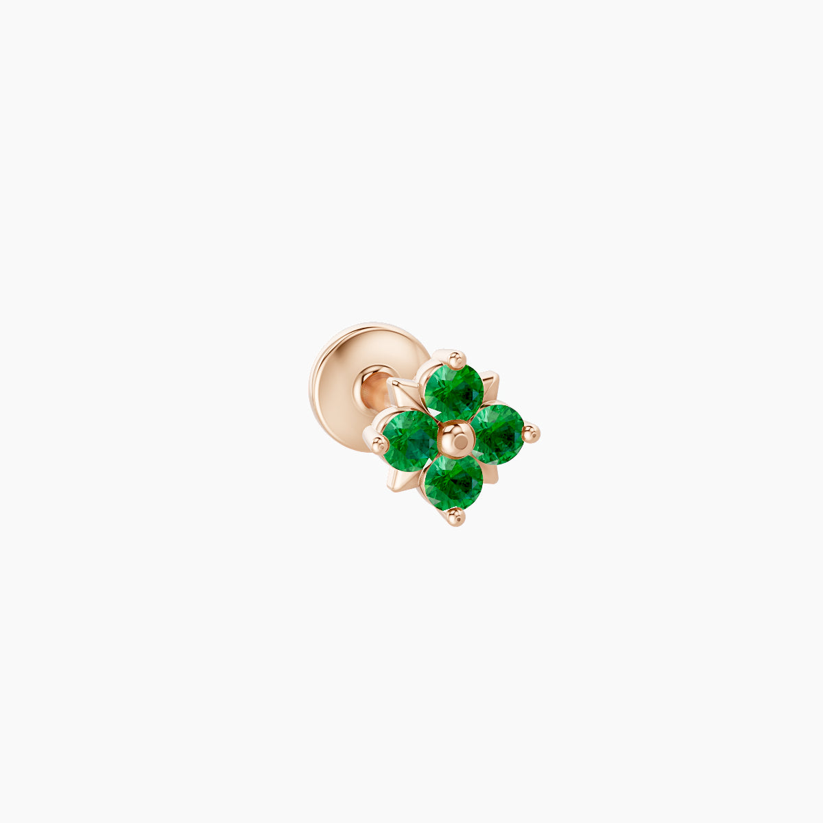 Nymph | 18k Rose Gold 5 mm 4.5 mm Flower Emerald Nose Piercing