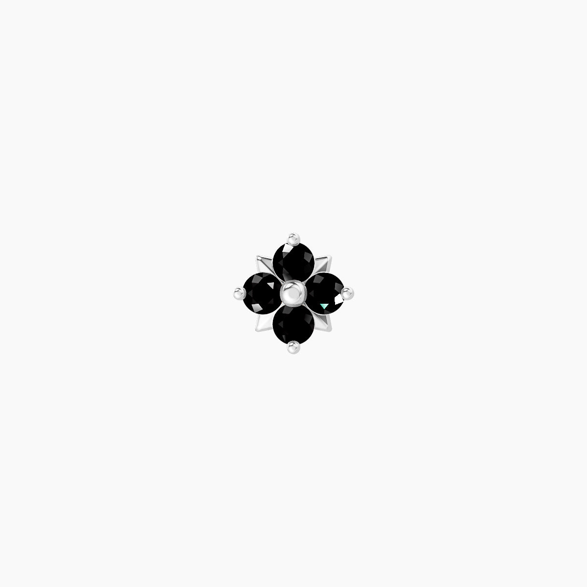Nymph | 18k White Gold 5 mm 4.5 mm Flower Black Diamond Nose Piercing