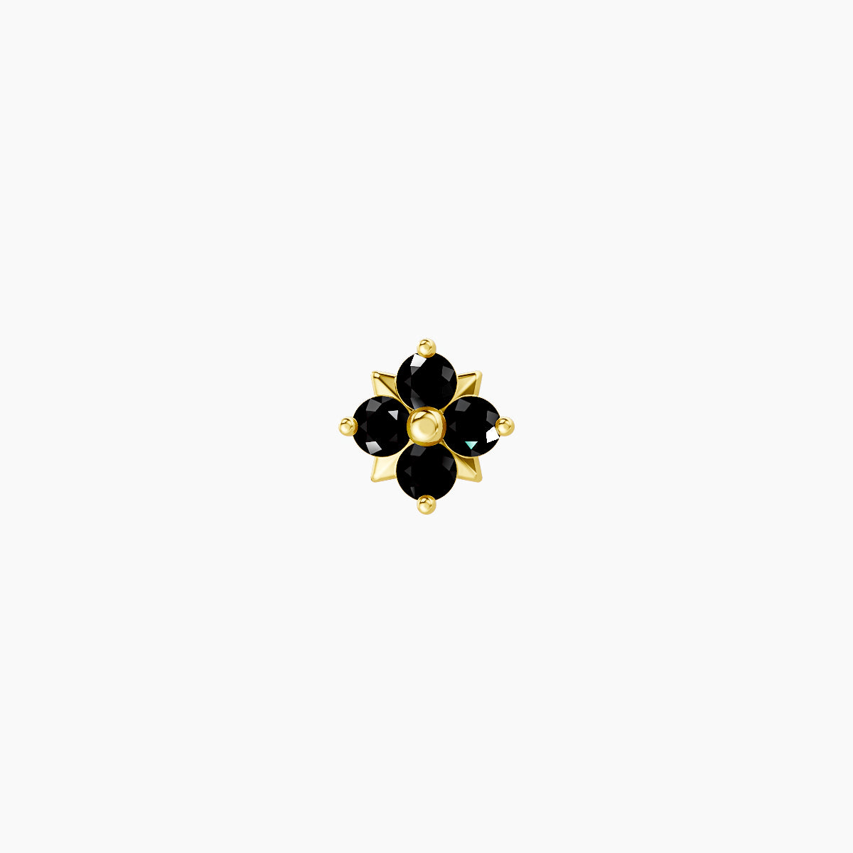 Nymph | 18k Yellow Gold 5 mm 4.5 mm Flower Black Diamond Nose Piercing
