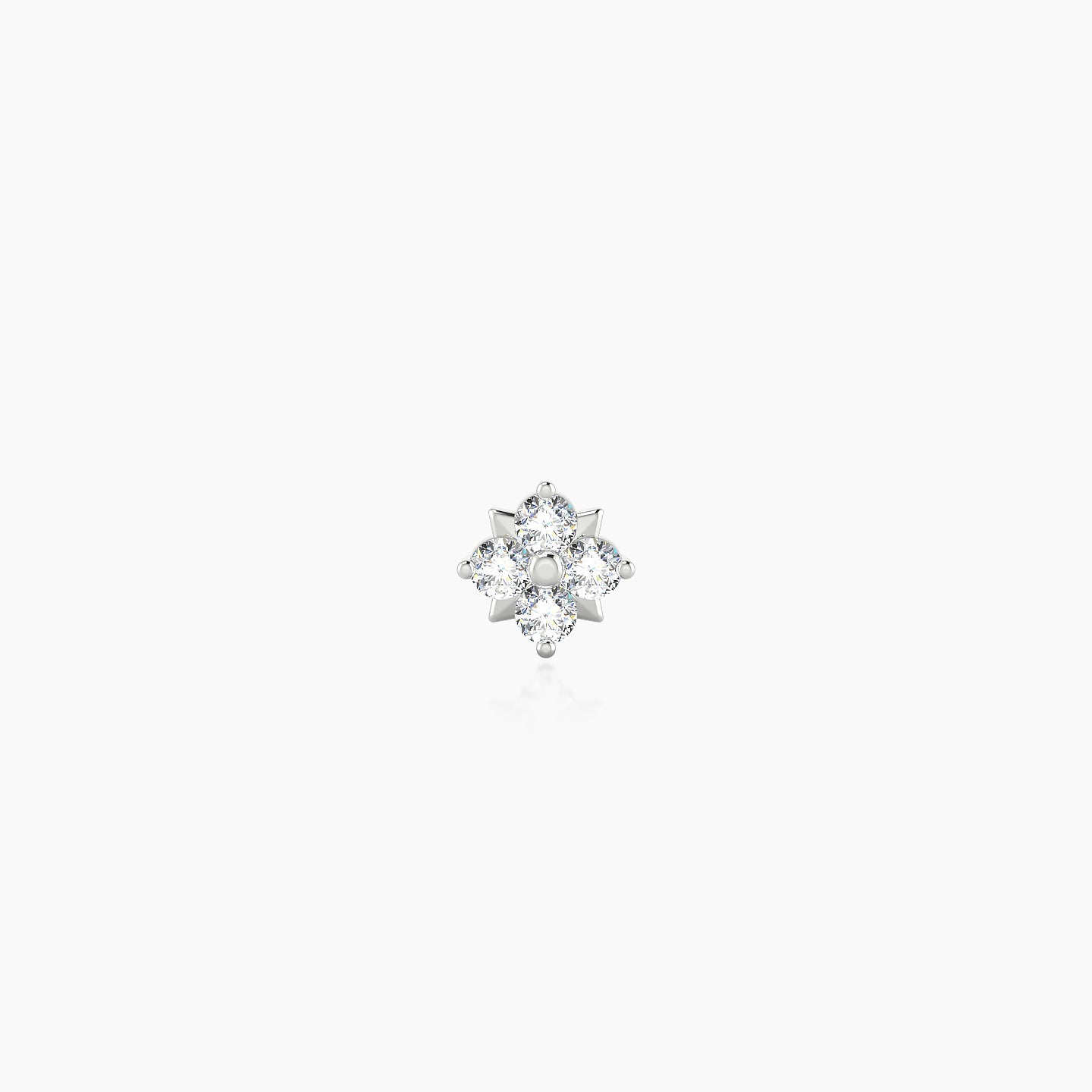 Nymph | 18k White Gold 4.5 mm 5 mm Flower Diamond Nostril Piercing