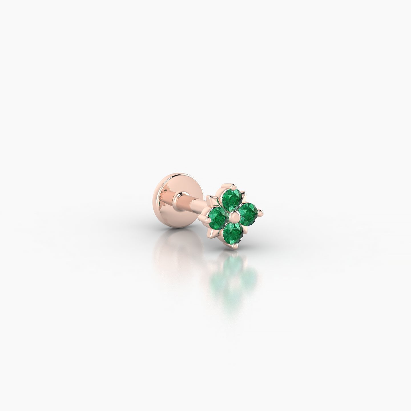 Nymph | 18k Rose Gold 5 mm 4.5 mm Flower Emerald Nostril Piercing