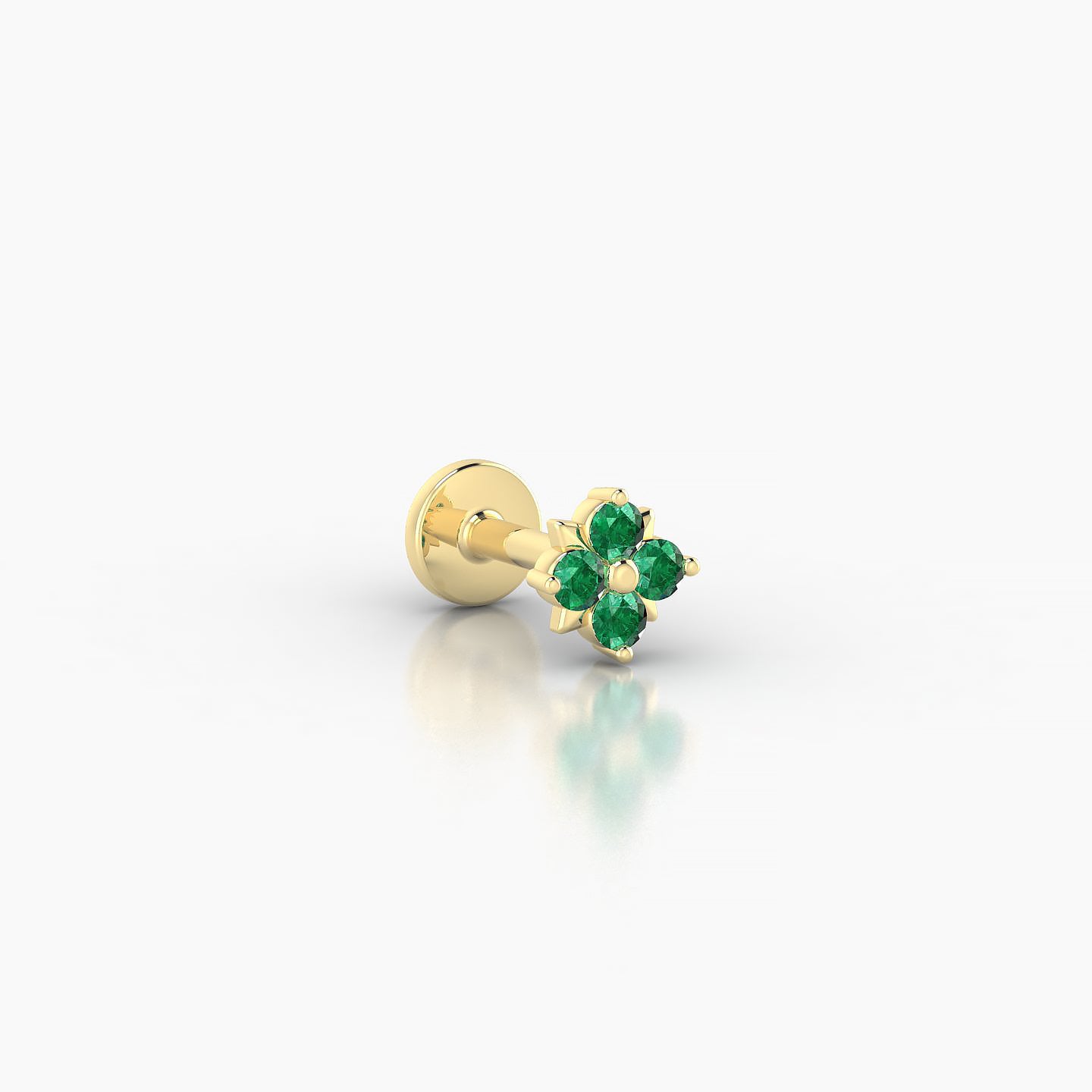 Nymph | 18k Yellow Gold 5 mm 4.5 mm Flower Emerald Nostril Piercing