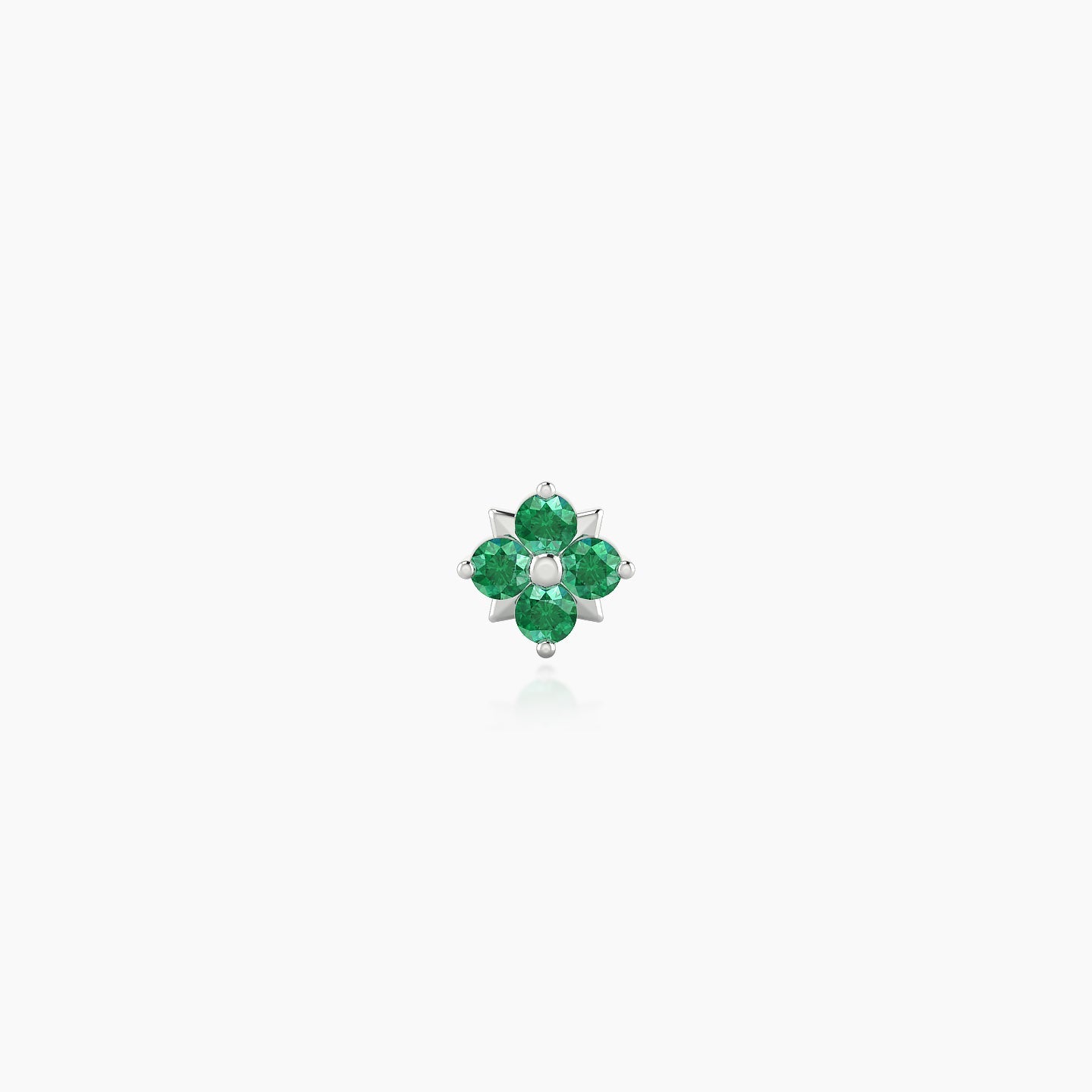 Nymph | 18k White Gold 5 mm 4.5 mm Flower Emerald Piercing