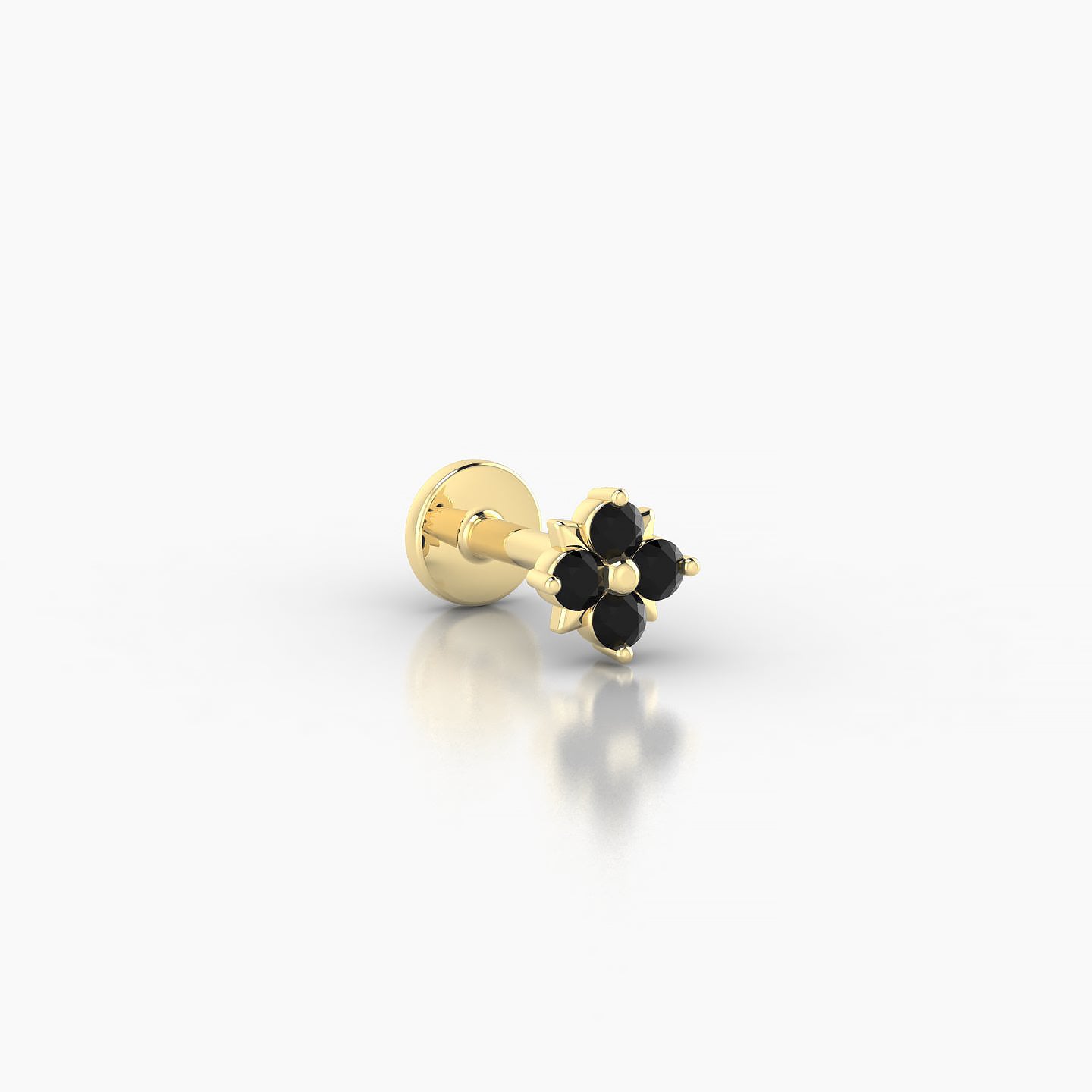 Nymph | 18k Yellow Gold 5 mm 4.5 mm Flower Black Diamond Piercing