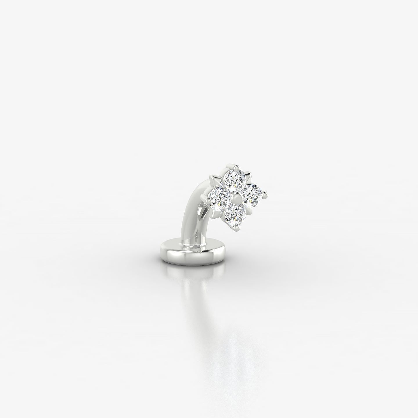 Nymph | 18k White Gold 4.5 mm 6 mm Flower Diamond Floating Navel Piercing