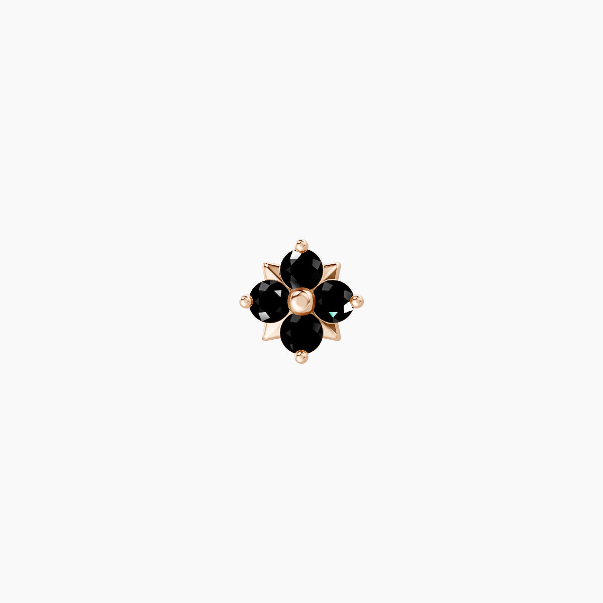 Nymph | 18k Rose Gold 6.5 mm 4.5 mm Flower Black Diamond Nose Piercing