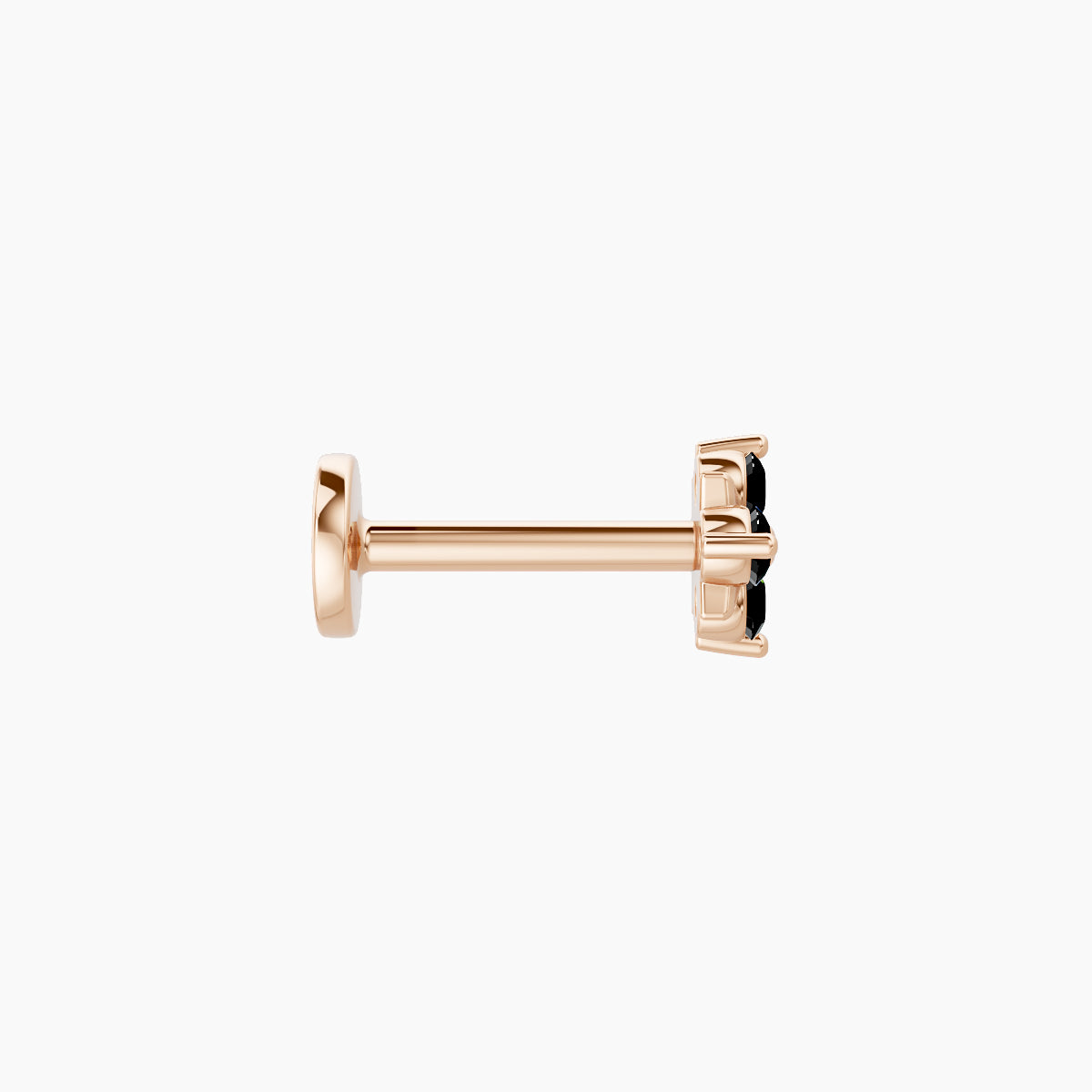 Nymph | 18k Rose Gold 6.5 mm 4.5 mm Flower Black Diamond Nose Piercing