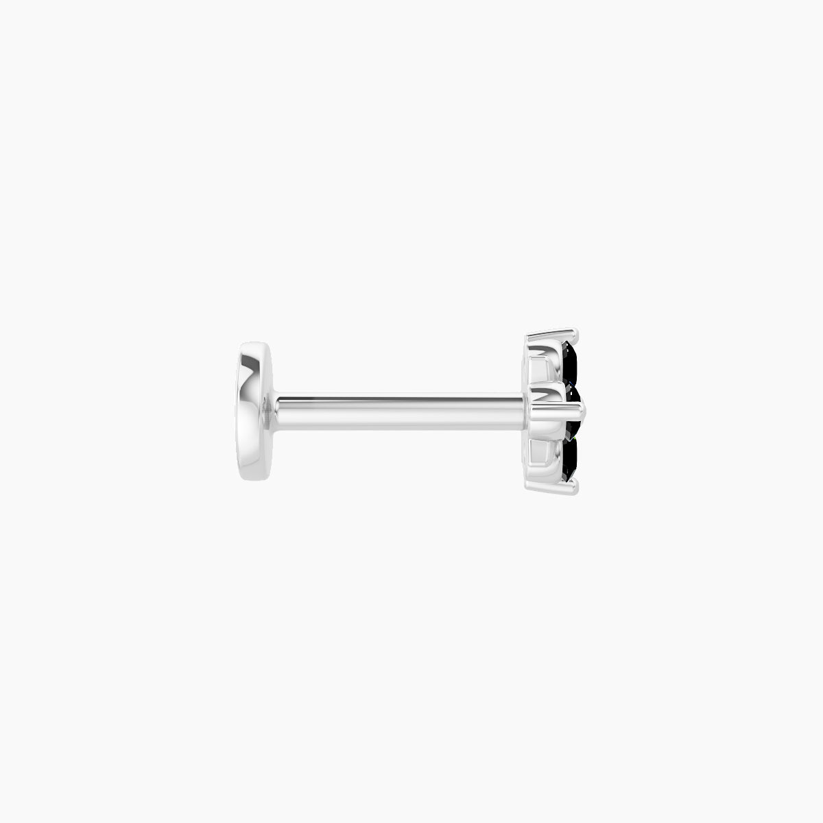 Nymph | 18k White Gold 6.5 mm 4.5 mm Flower Black Diamond Nose Piercing