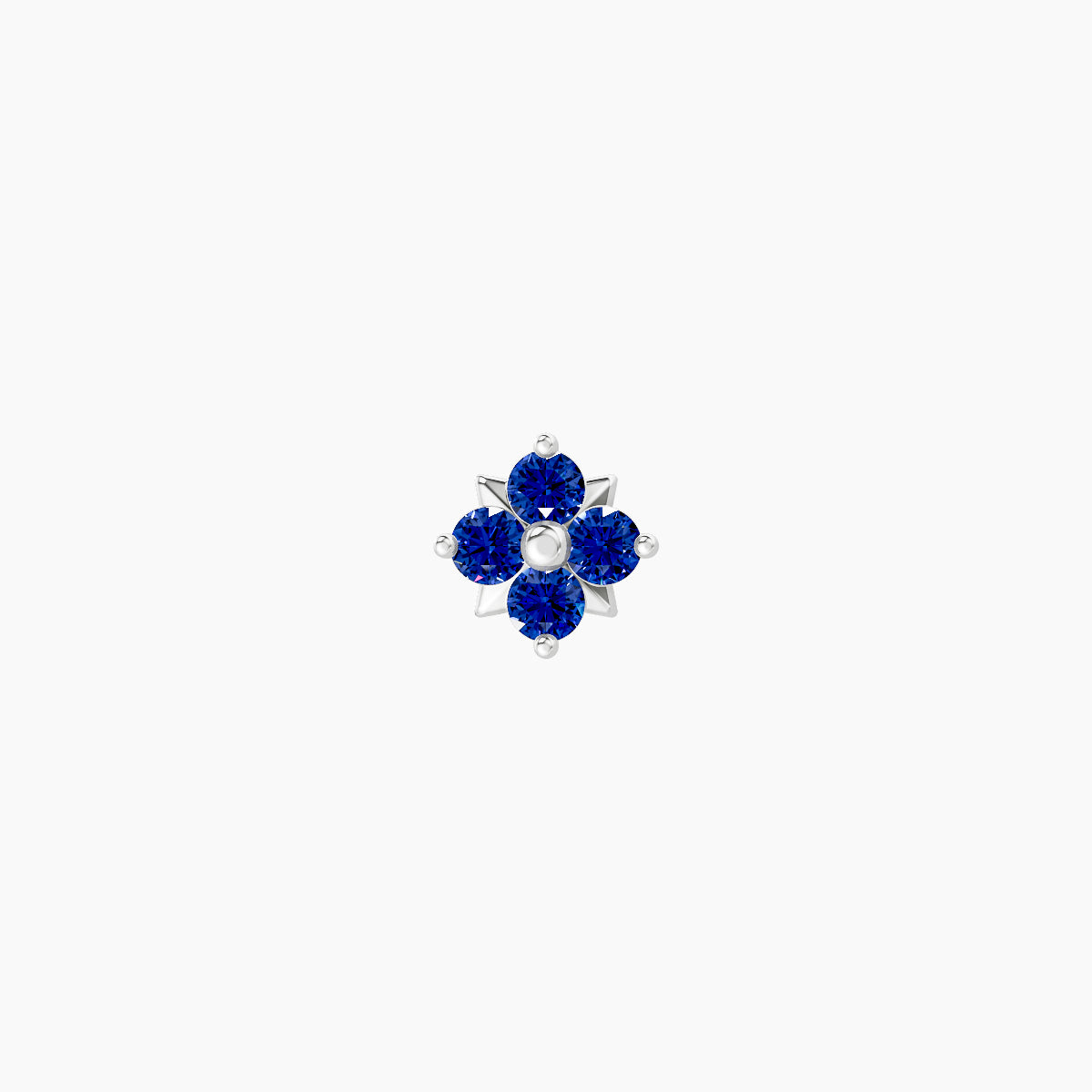 Nymph | 18k White Gold 6.5 mm 4.5 mm Flower Sapphire Nose Piercing