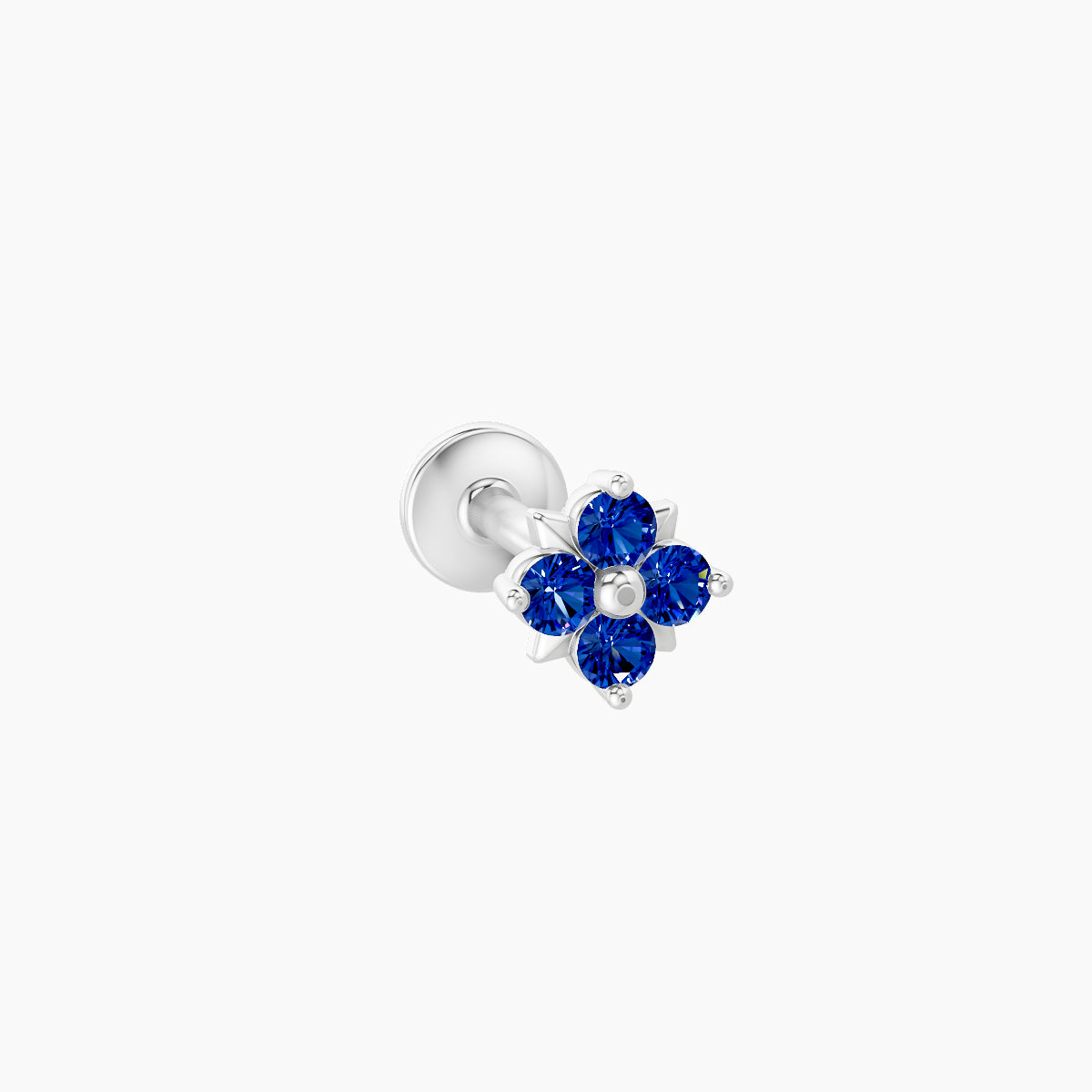 Nymph | 18k White Gold 6.5 mm 4.5 mm Flower Sapphire Nose Piercing