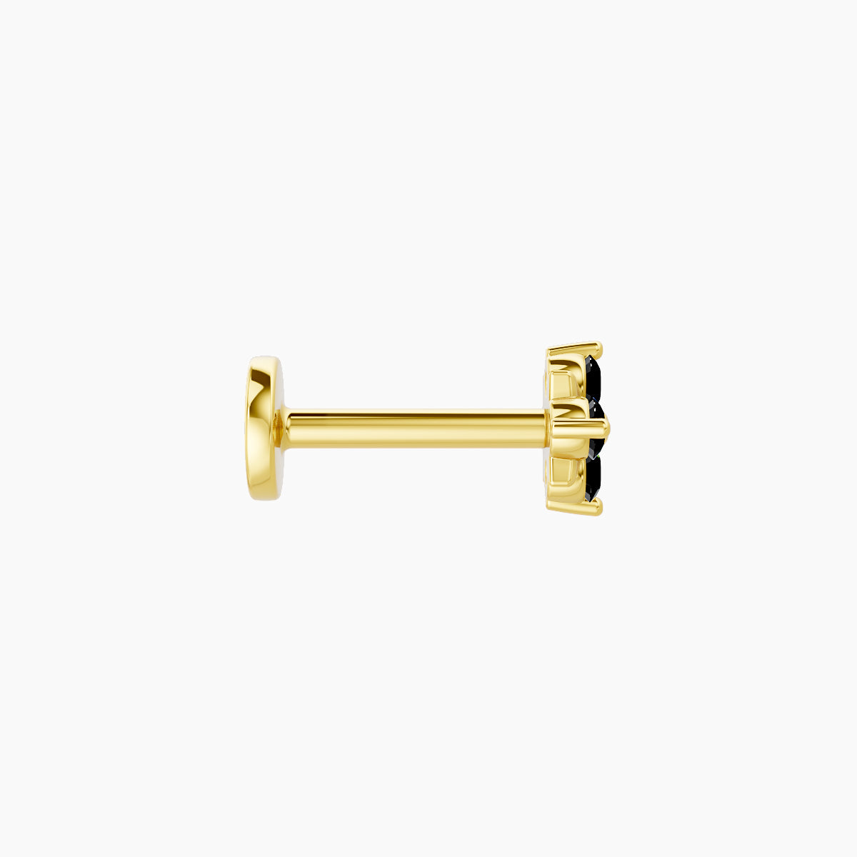 Nymph | 18k Yellow Gold 6.5 mm 4.5 mm Flower Black Diamond Nose Piercing