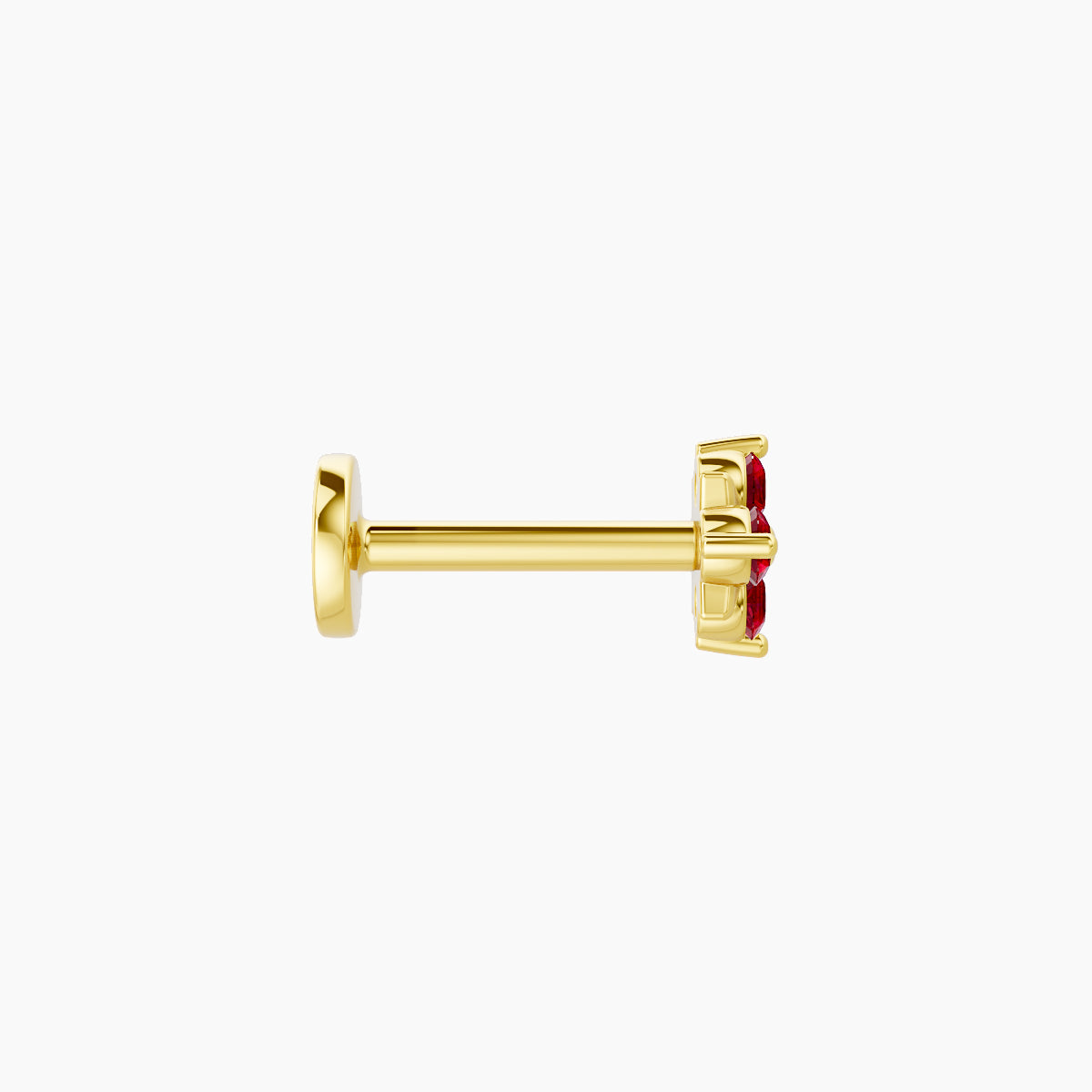 Nymph | 18k Yellow Gold 6.5 mm 4.5 mm Flower Ruby Nose Piercing