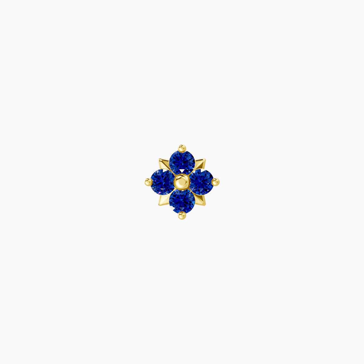 Nymph | 18k Yellow Gold 6.5 mm 4.5 mm Flower Sapphire Nose Piercing